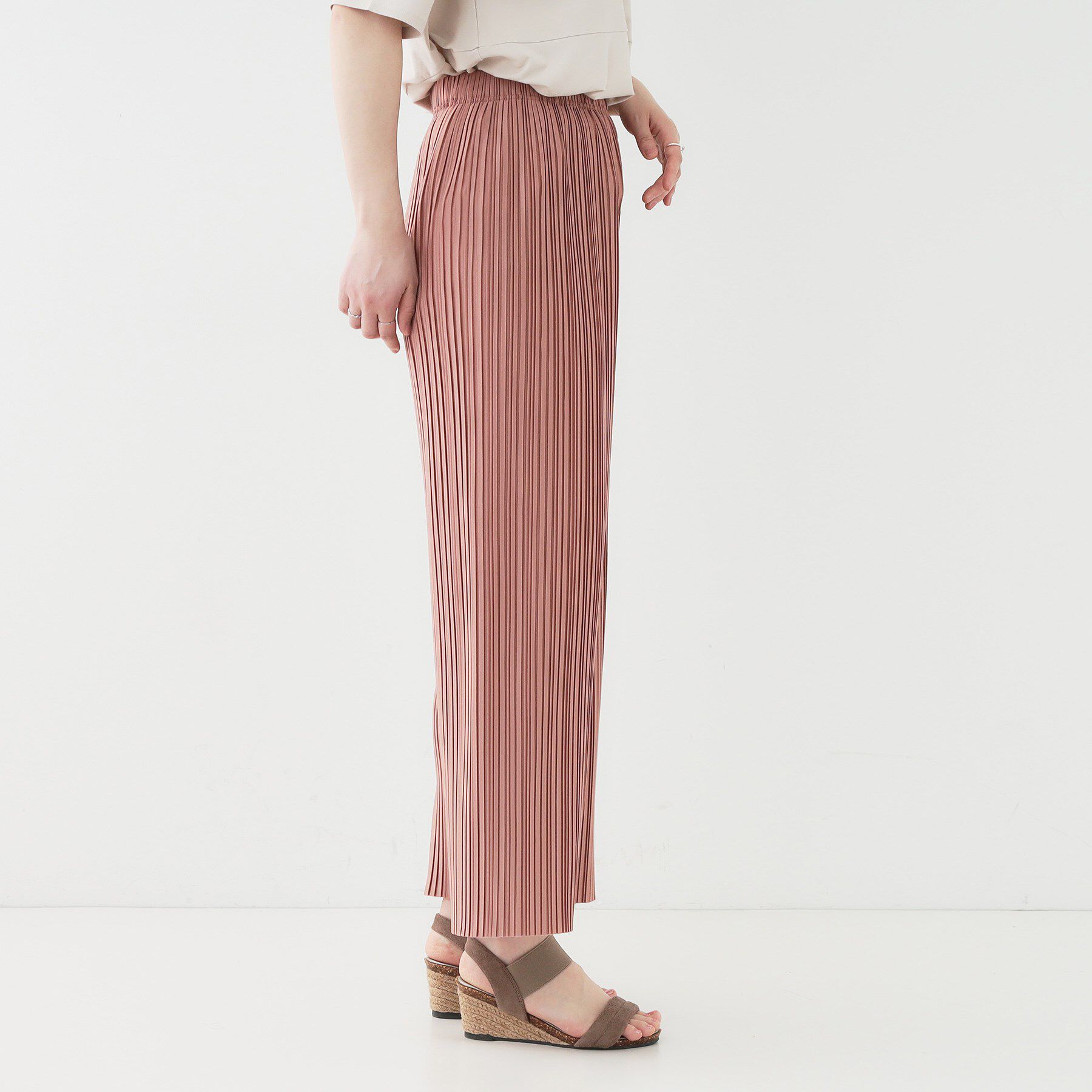 SHOO･LA･RUE「【洗える】楽してほっそり見え カットプリーツパンツ」|その他|