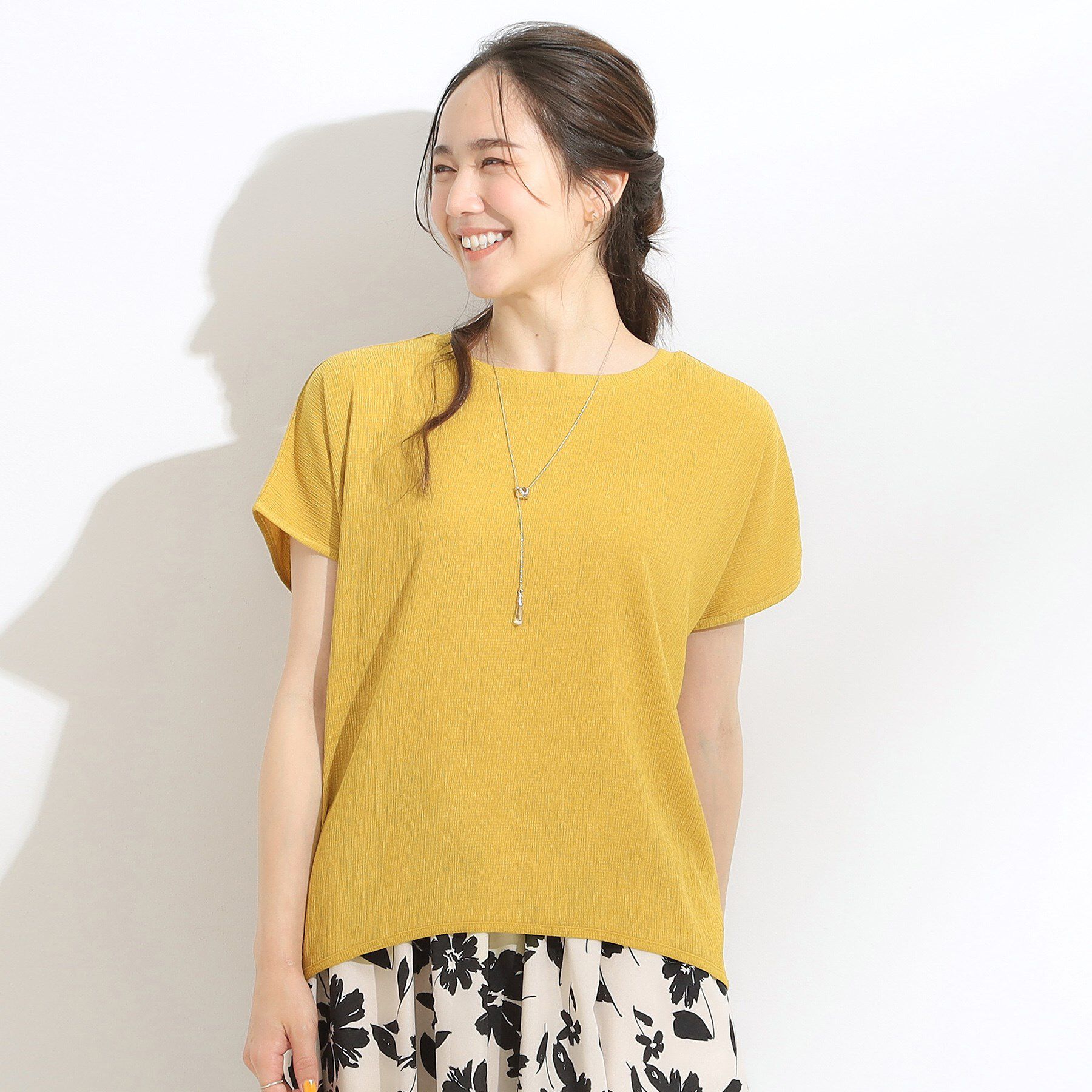 SHOO･LA･RUE「【S-LL】ブラウス見えする 軽やかな着心地の しぼしぼトップス」|Tシャツ・カットソー|