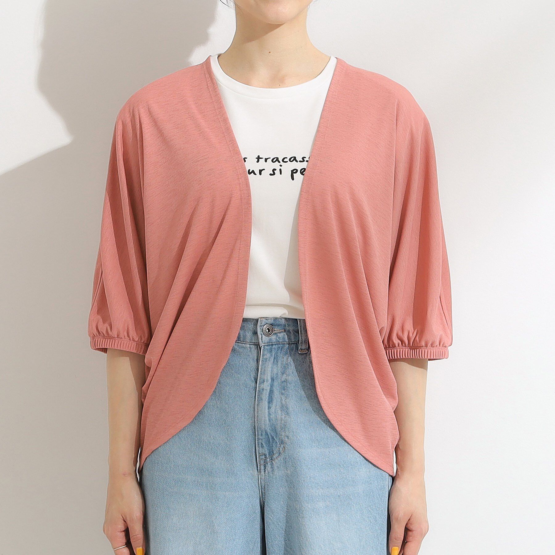 SHOO･LA･RUE「【ひんやり/UV/さらさらタッチ】女性らしさ漂う 5分袖ボレロカーディガン」|カーディガン|