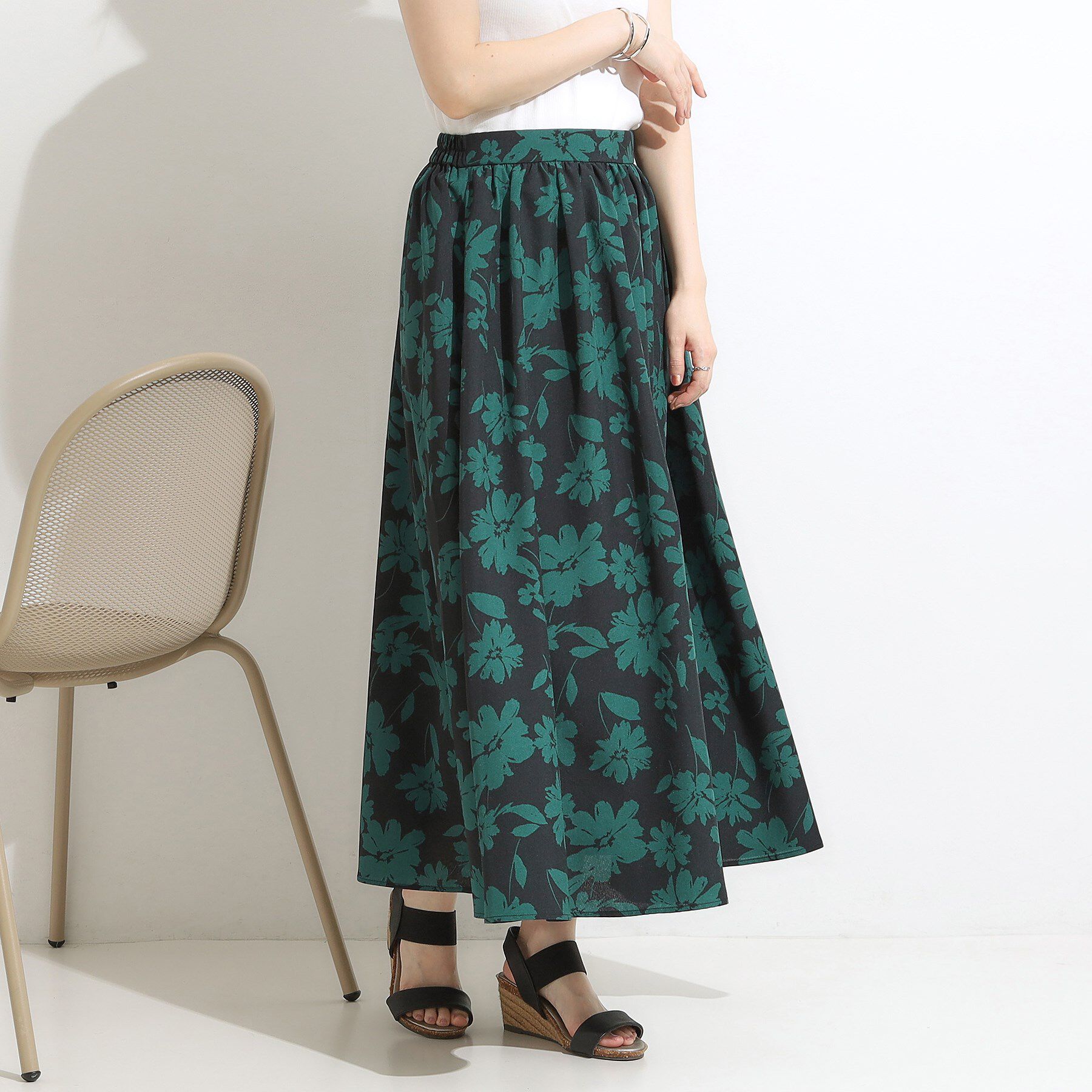 SHOO･LA･RUE「【高レビュー/着丈選べる】華やかさをプラスする アソートロングスカート」|スカート|ネイビー(794)