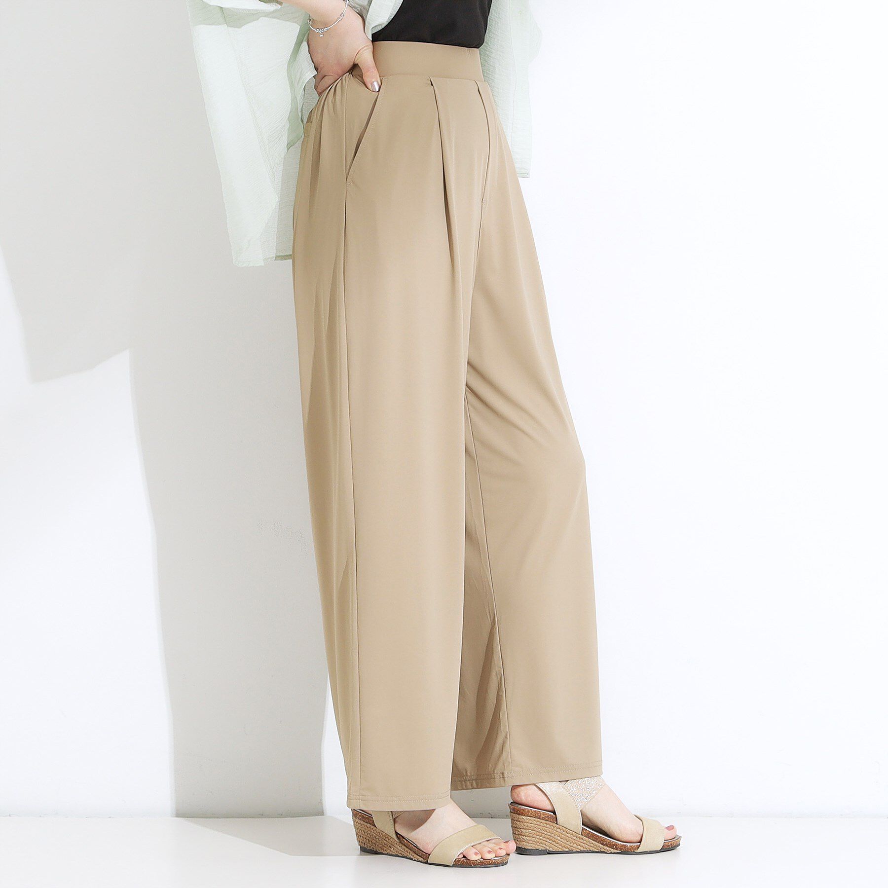 SHOO･LA･RUE「【S-LL/ひんやり/UV】リラクシーな穿き心地 エアリーワイドパンツ」|その他|