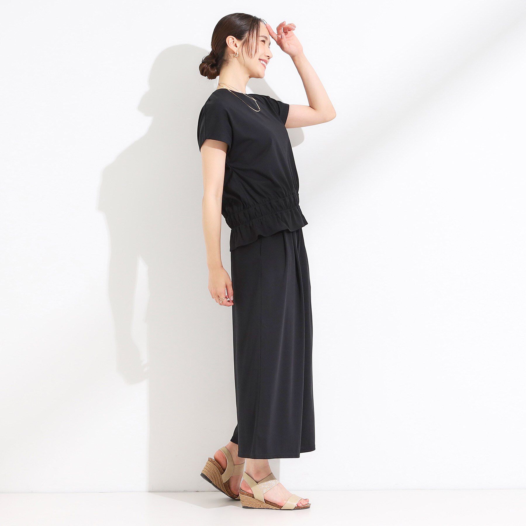 SHOO･LA･RUE「【ひんやり/2点セット】コーデに悩まず決まる トップス＋ガウチョパンツ」|スーツ|