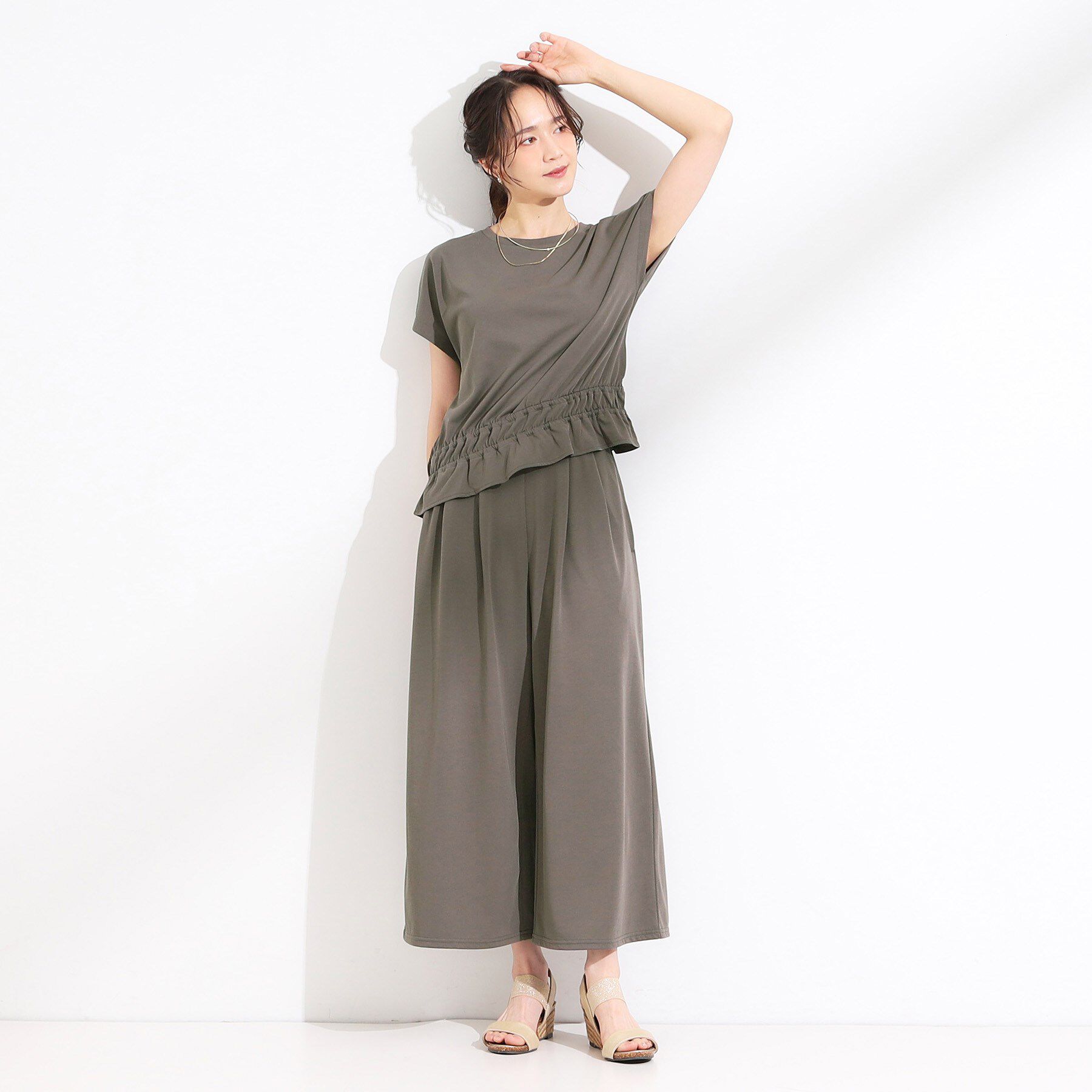 SHOO･LA･RUE「【ひんやり/2点セット】コーデに悩まず決まる トップス＋ガウチョパンツ」|スーツ|