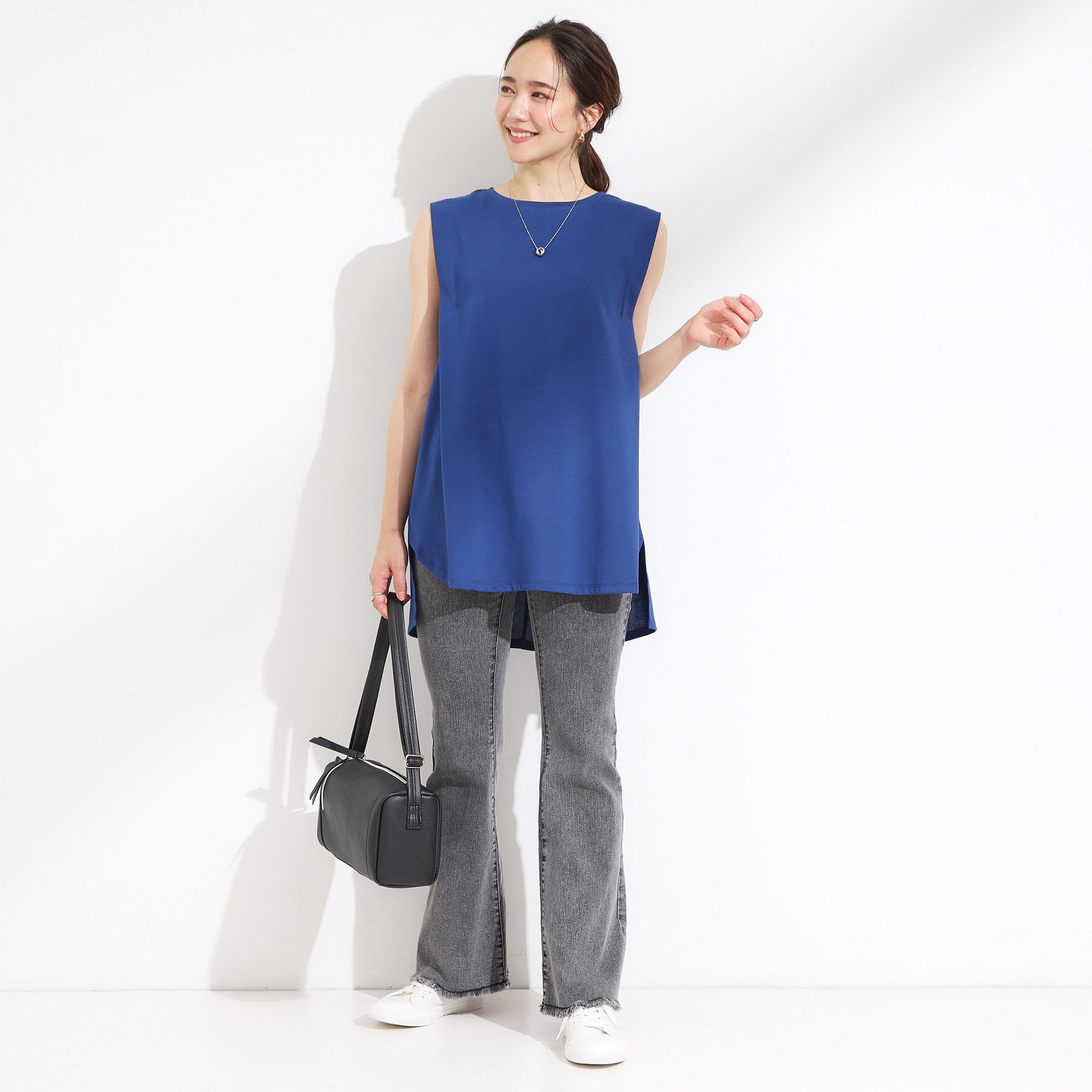 SHOO･LA･RUE「【ひんやり/S-LL】ストレッチフレアデニム」|デニム|