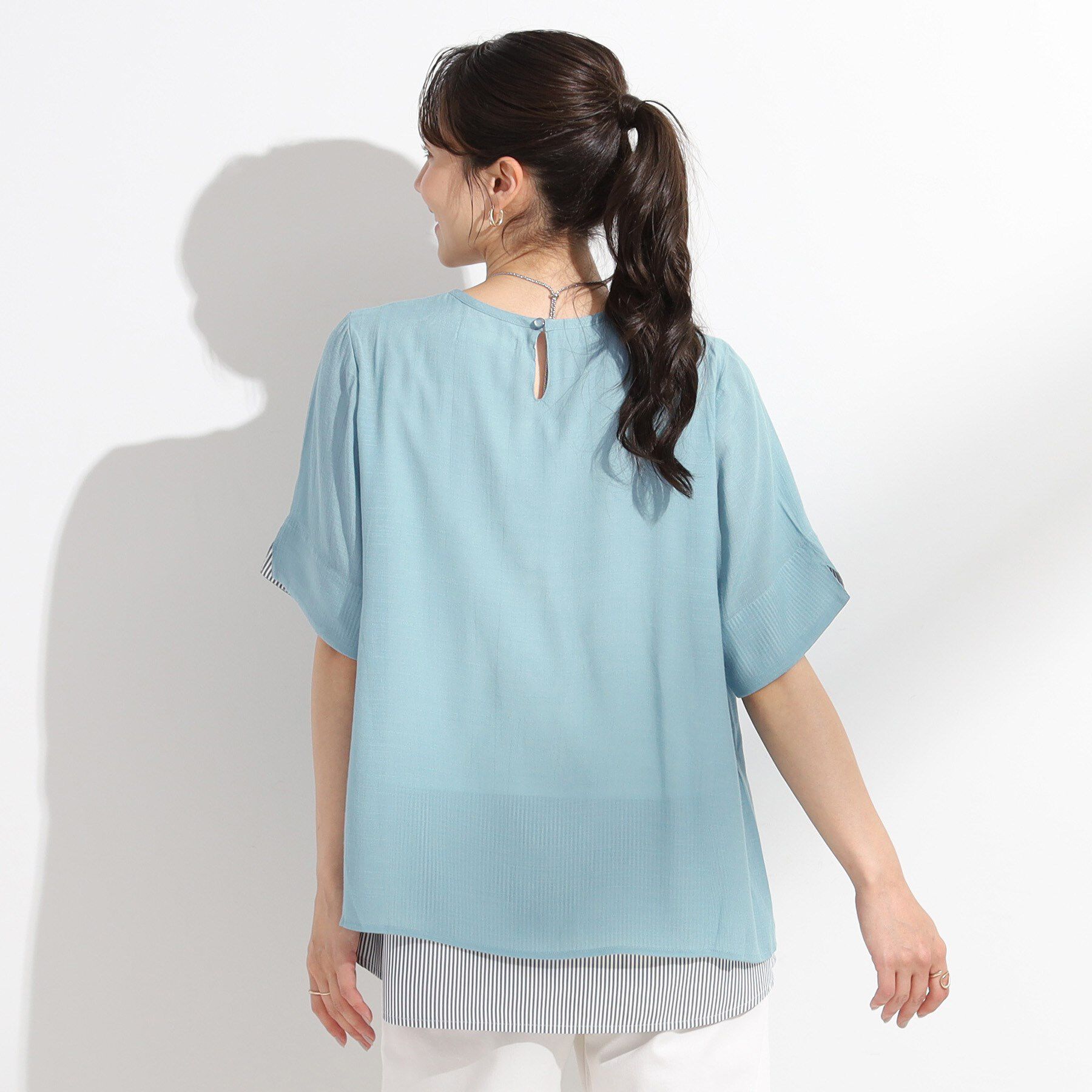 SHOO･LA･RUE「【洗える/S-LL】着るだけでコーデが決まる 裾レイヤードトップス」|Tシャツ・カットソー|