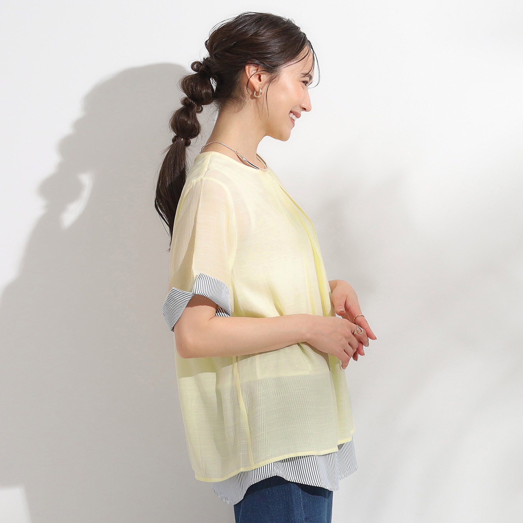 SHOO･LA･RUE「【洗える/S-LL】着るだけでコーデが決まる 裾レイヤードトップス」|Tシャツ・カットソー|