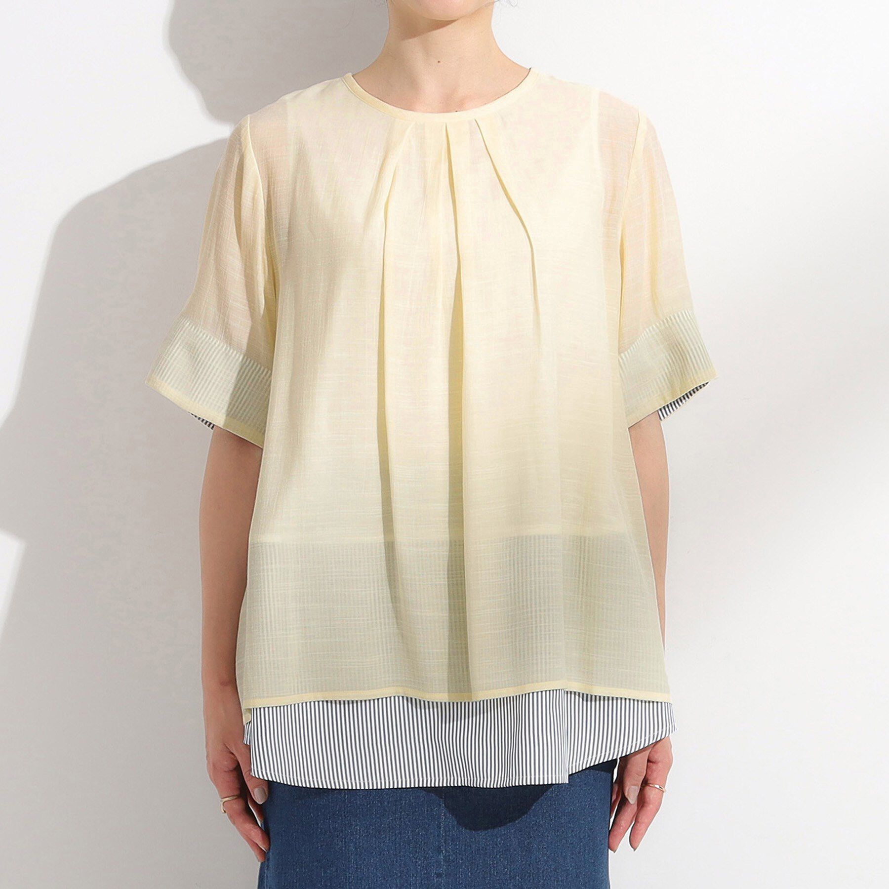 SHOO･LA･RUE「【洗える/S-LL】着るだけでコーデが決まる 裾レイヤードトップス」|Tシャツ・カットソー|