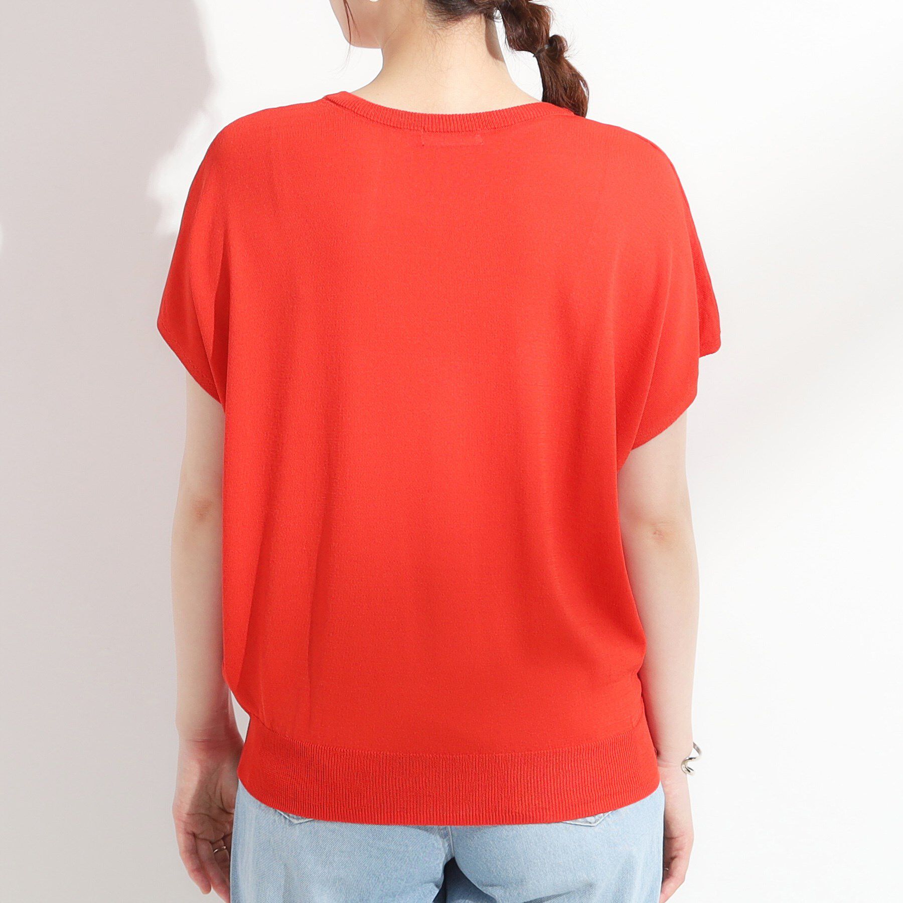 SHOO･LA･RUE「【ひんやり/S-LL】さらさらな肌触りが心地よい フレンチスリーブニット」|ニット・セーター|