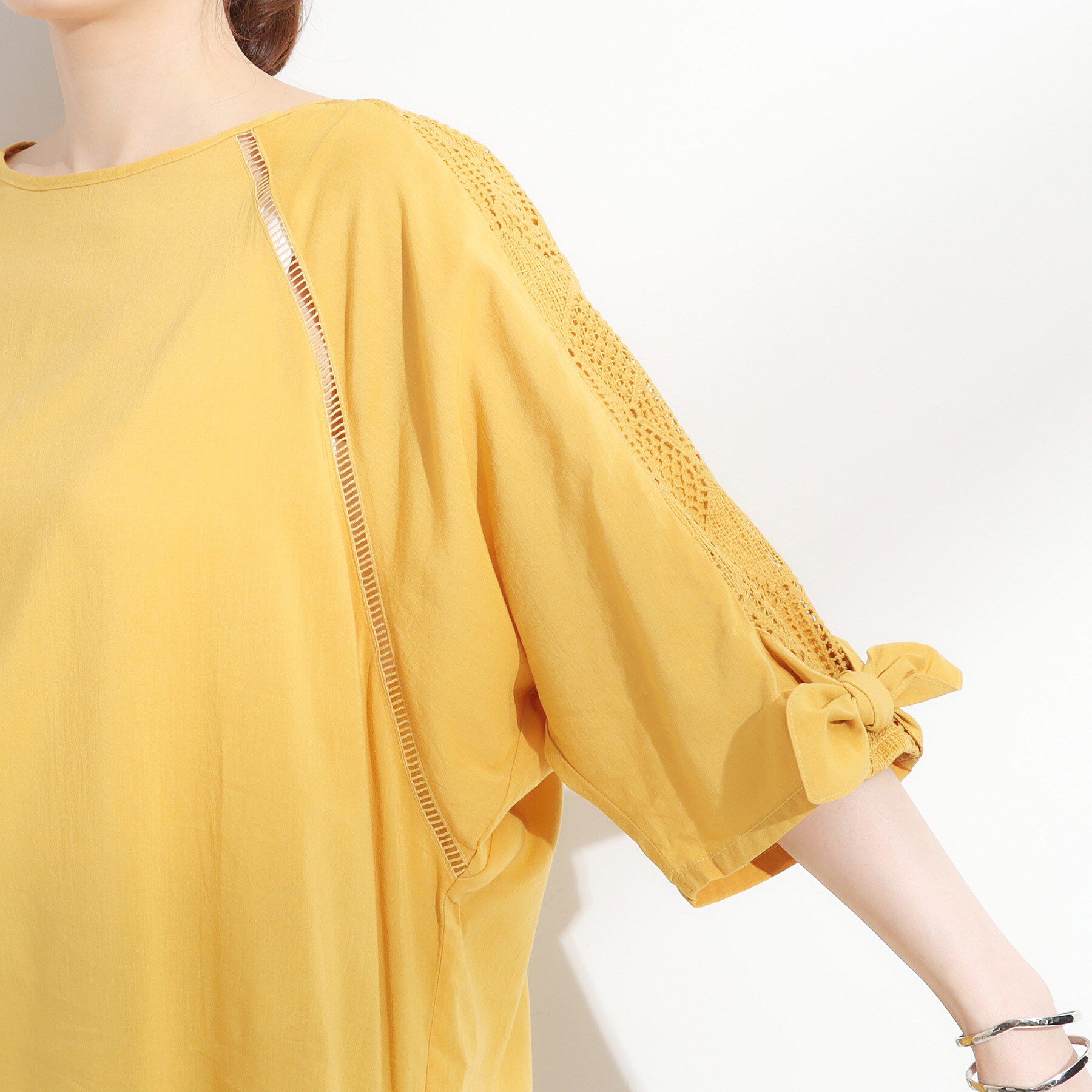 SHOO･LA･RUE「【S-LL】お袖デザインが華やか はしごレースチュニック」|チュニック|