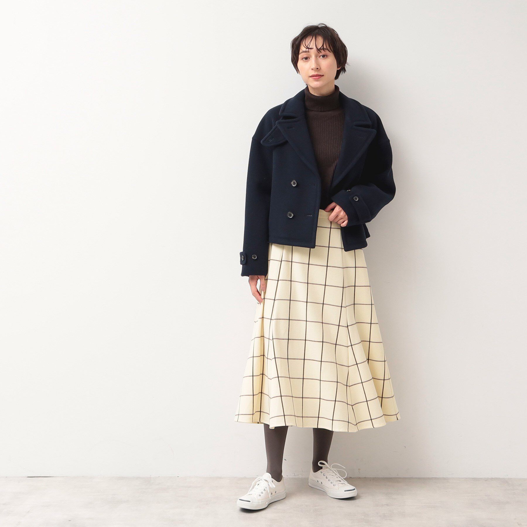 Dessin「【洗える】起毛チェック柄切替フレアースカート（XS～L）」|スカート|