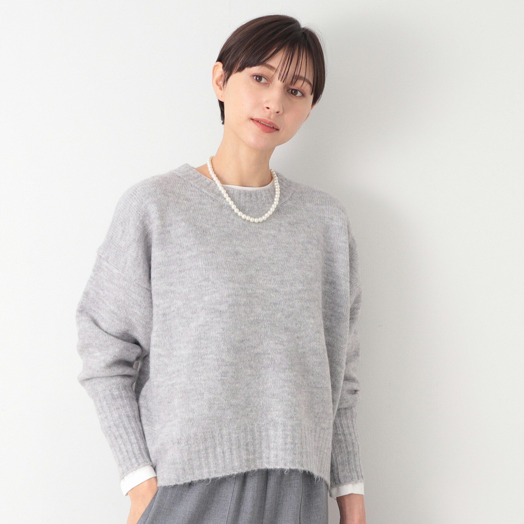 Dessin「【洗える】ショート丈ワイドクルーネックニット（XS～L）」|ニット・セーター|