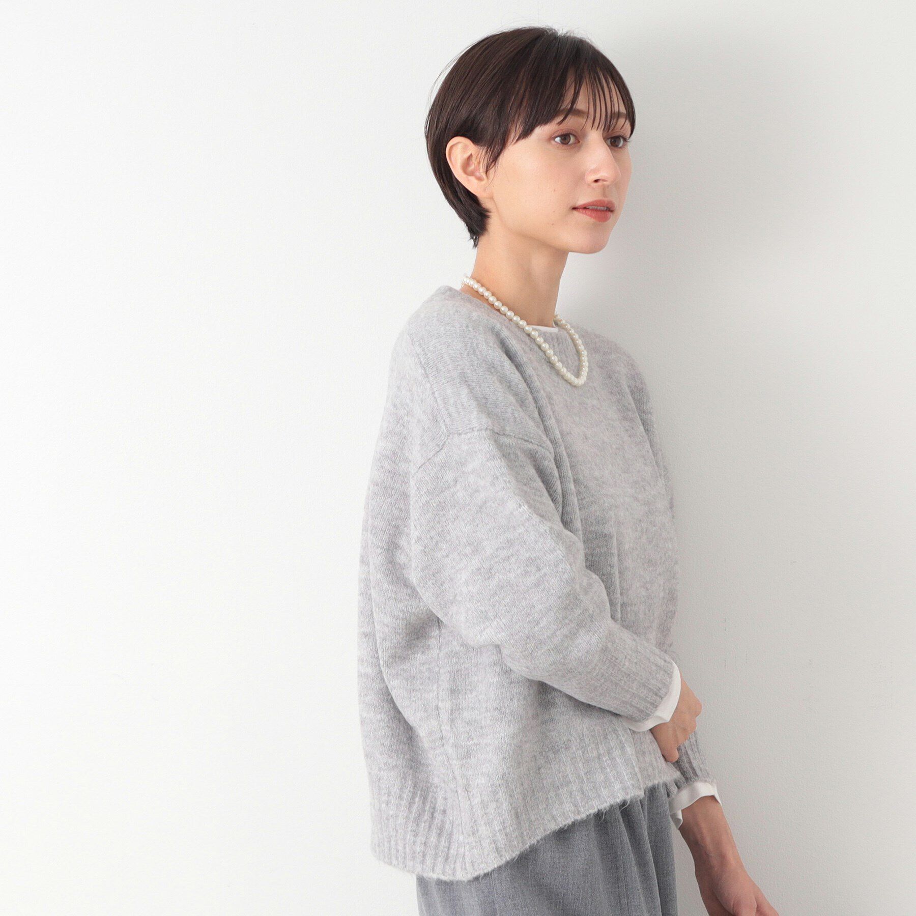 Dessin「【洗える】ショート丈ワイドクルーネックニット（XS～L）」|ニット・セーター|