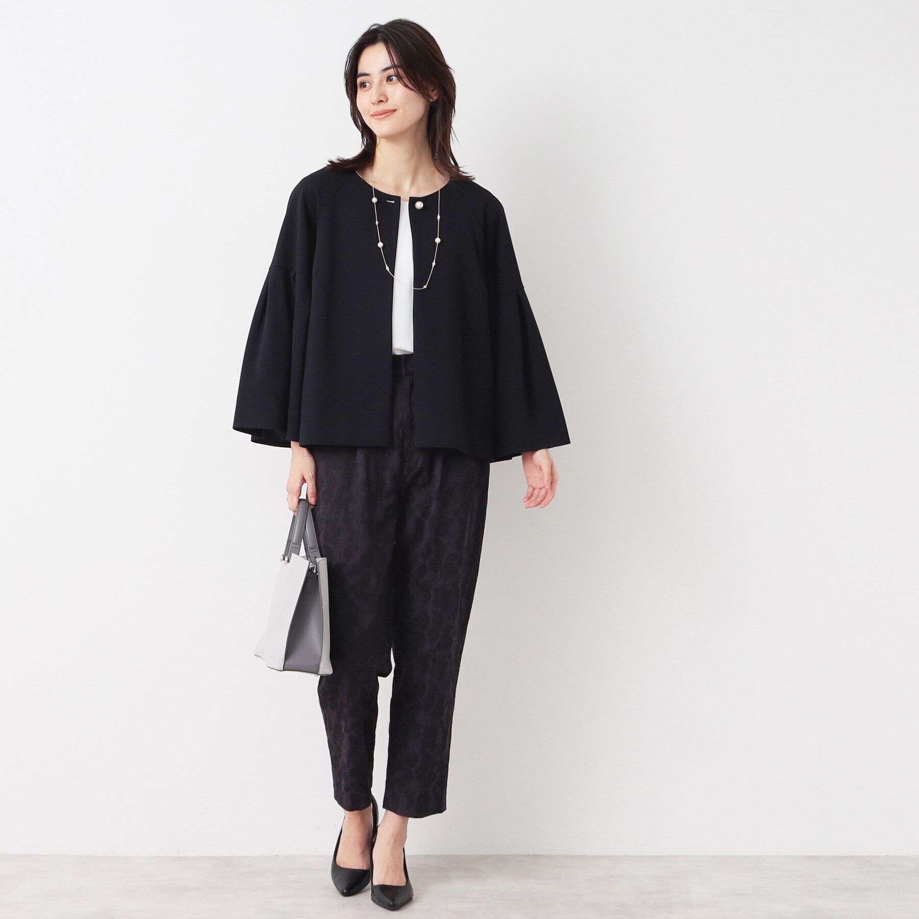 Dessin「【入卒/セレモニー/セットアップ可能/洗える】バックフリルテントラインジャケット」|ノーカラージャケット|