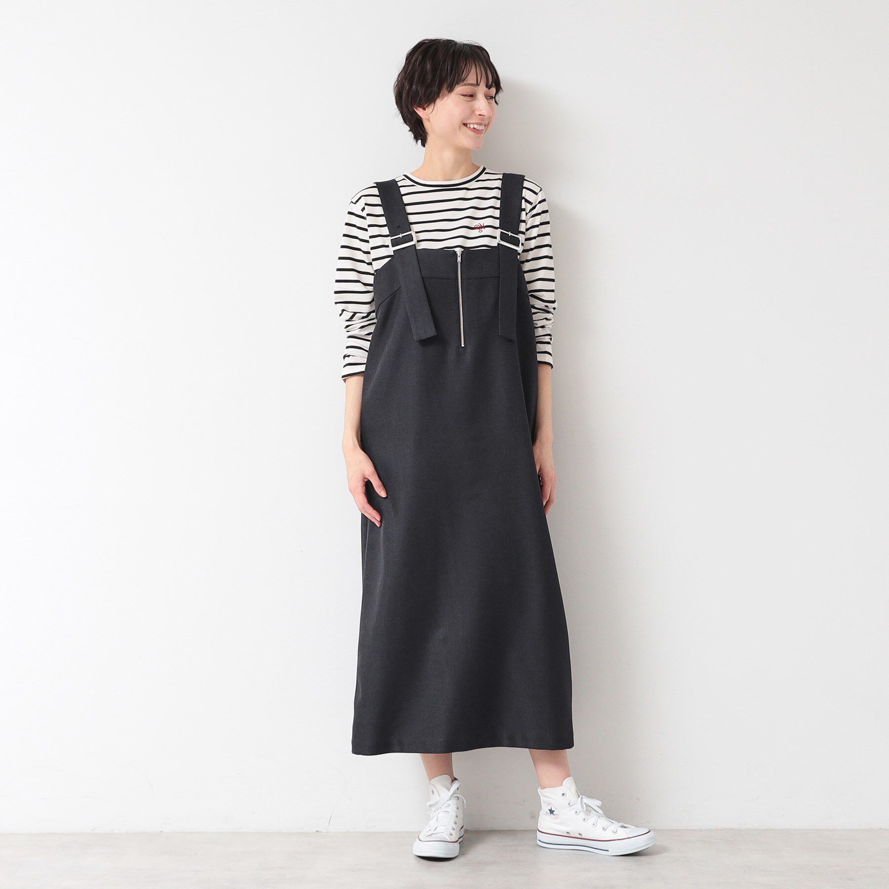 Dessin「【洗える】フロントジップジャンパースカート」|ワンピース|