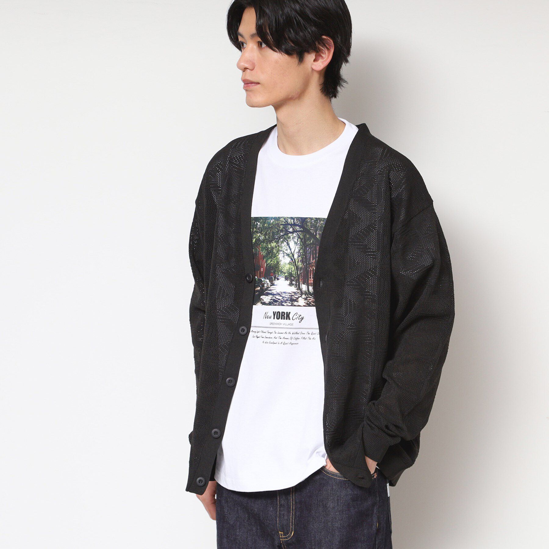 Dessin「【UV・洗える】透け柄ニットカーディガン」|カーディガン|