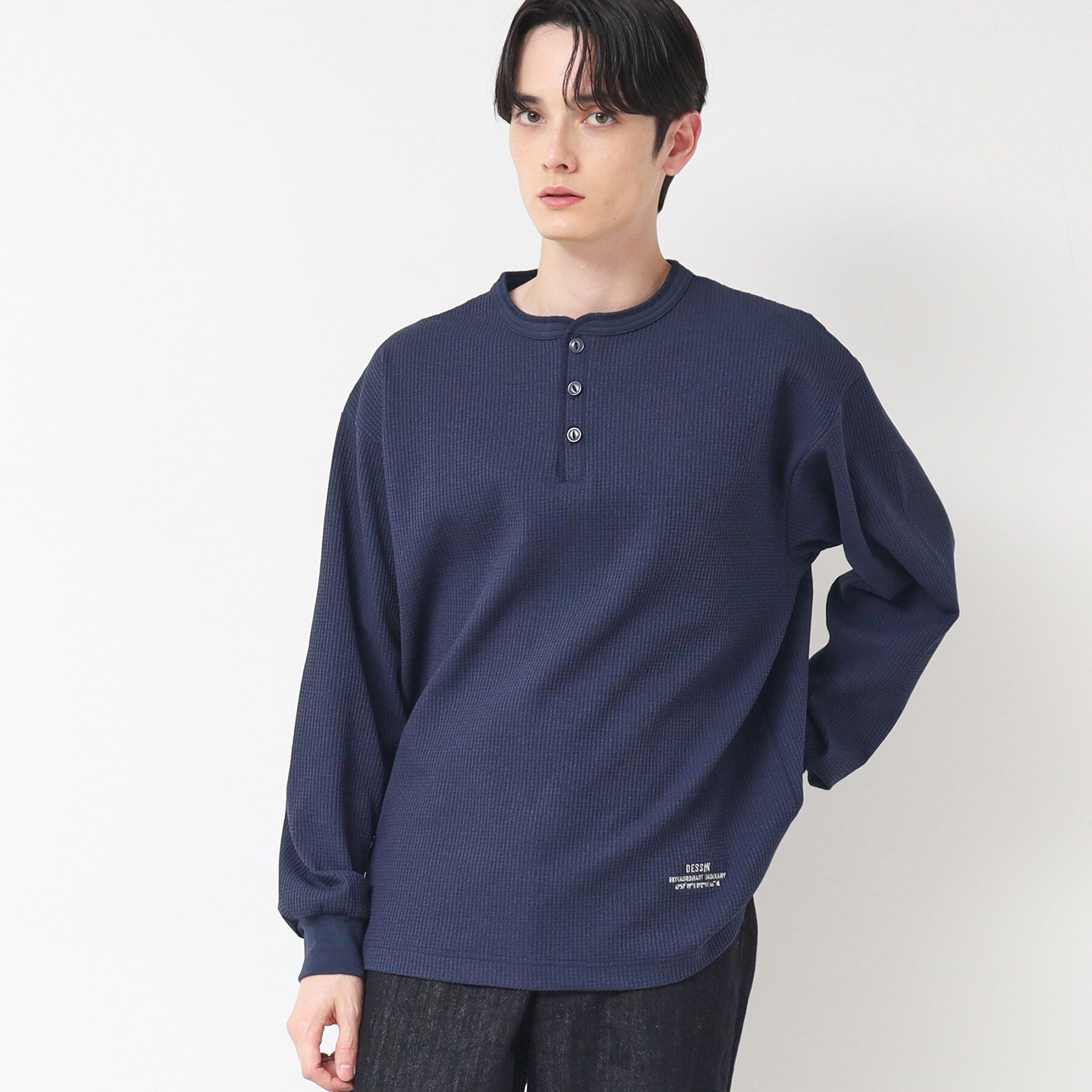 Dessin「【洗える】ワッフルロングスリーブTシャツ」|Tシャツ・カットソー|ネイビー(094)