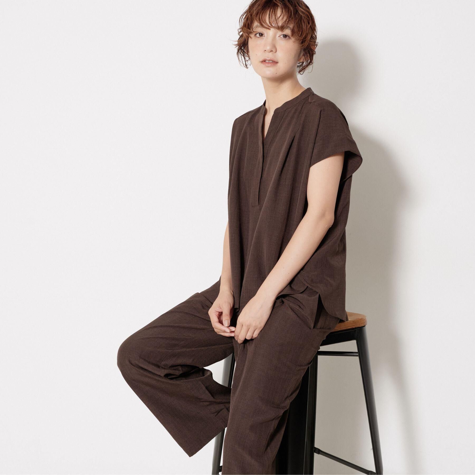 Dessin「【2点セット/ウエストゴム/洗える】スキッパ―シャツ＆ストレートパンツセット」|スーツ|