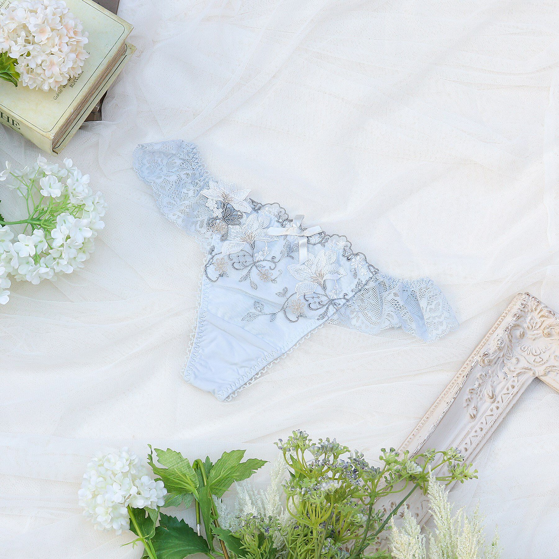 Risa Magli「フルーリ Tバックショーツ」|インナー|ブルー(092)