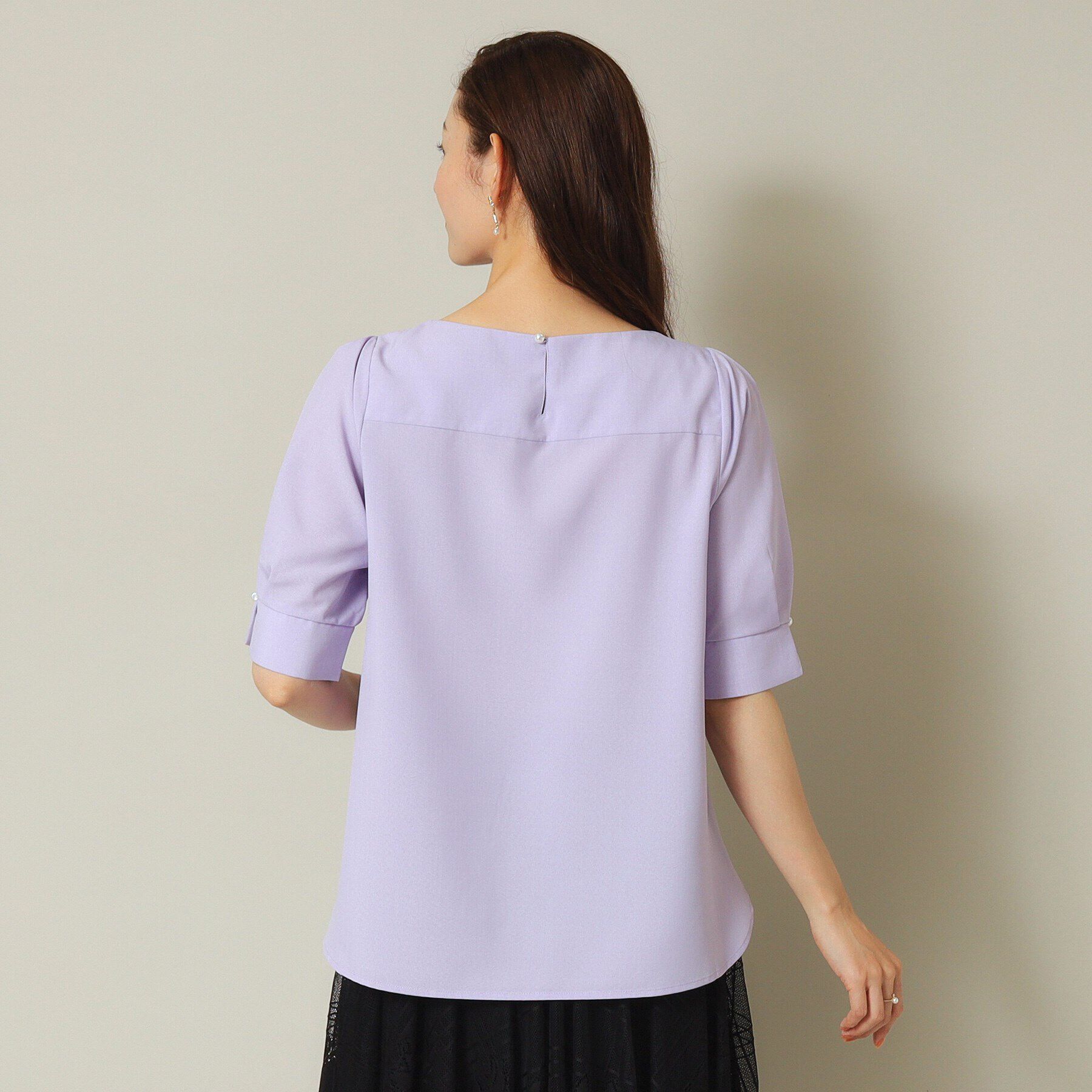 ITS&rsquo;DEMO「【UVカット／吸水速乾／冷感／マシンウォッシャブル】麻調合繊袖パール調ブラウス」|シャツ・ブラウス|