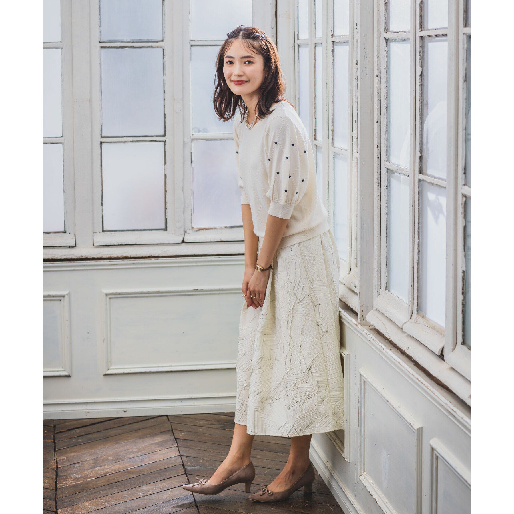 ITS&rsquo;DEMO「【通勤／手洗い可】ハート刺繍ニット」|ニット・セーター|