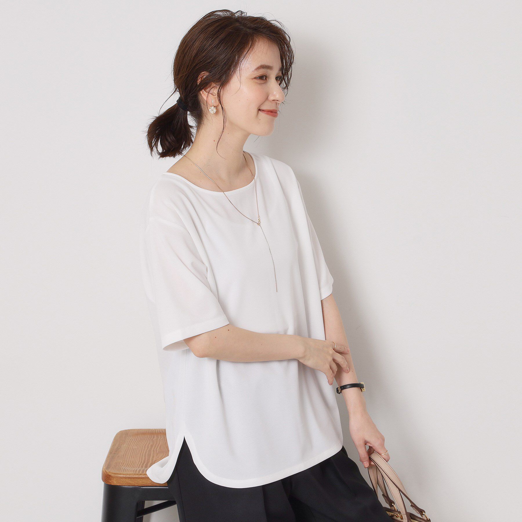 ITS&rsquo;DEMO「【接触冷感／洗濯機OK】カットジョーゼットTシャツ」|シャツ・ブラウス|