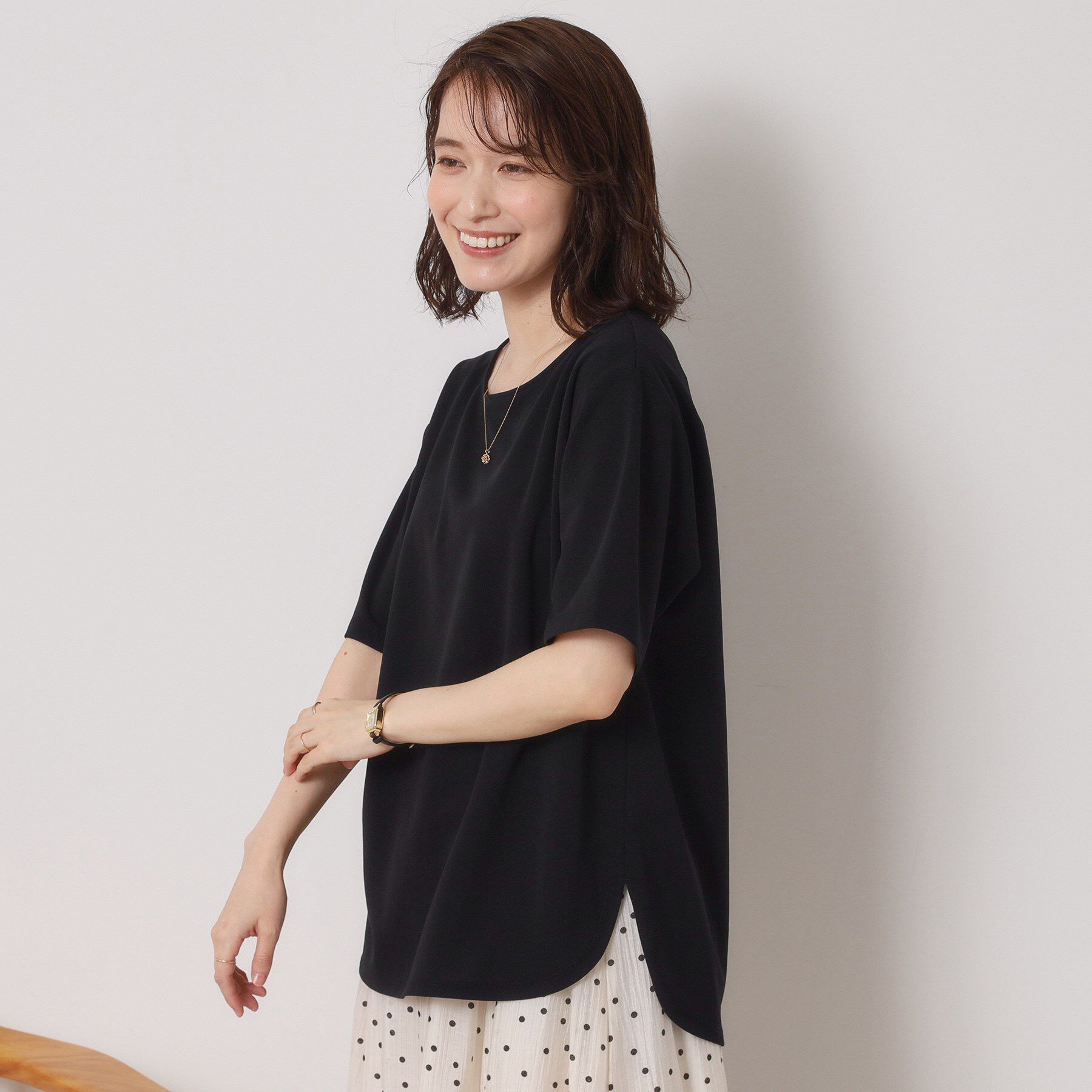 ITS&rsquo;DEMO「【接触冷感／洗濯機OK】カットジョーゼットTシャツ」|シャツ・ブラウス|