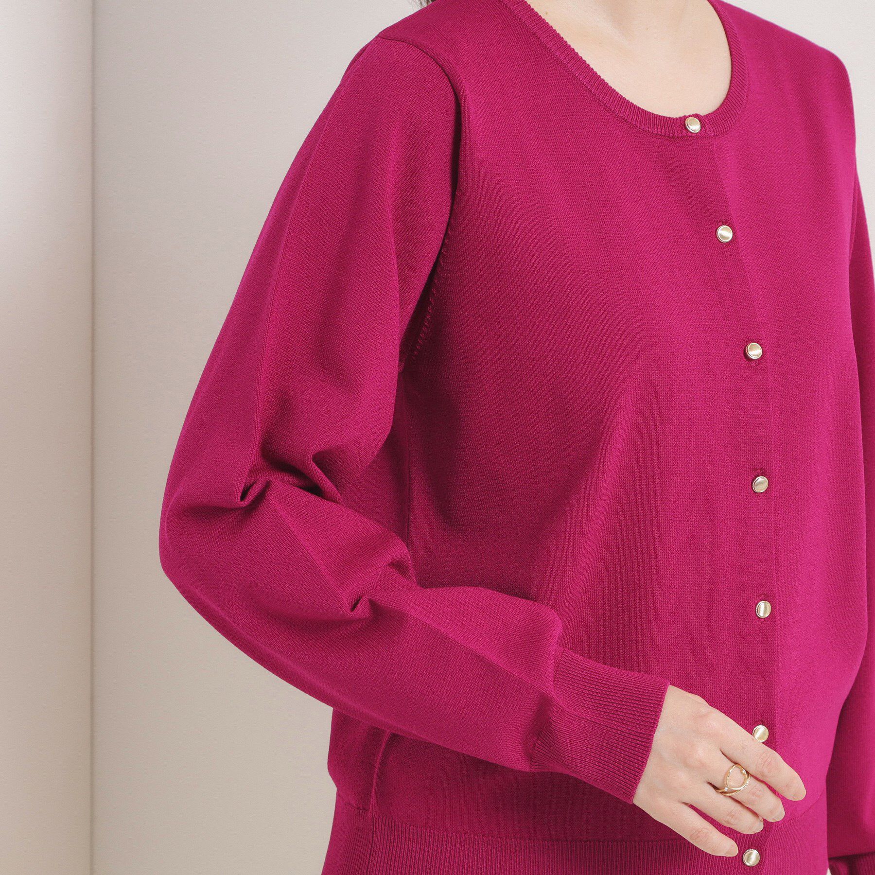 ITS&rsquo;DEMO「【縮みに強い／洗濯機OK】クルーニットカーディガン」|カーディガン|