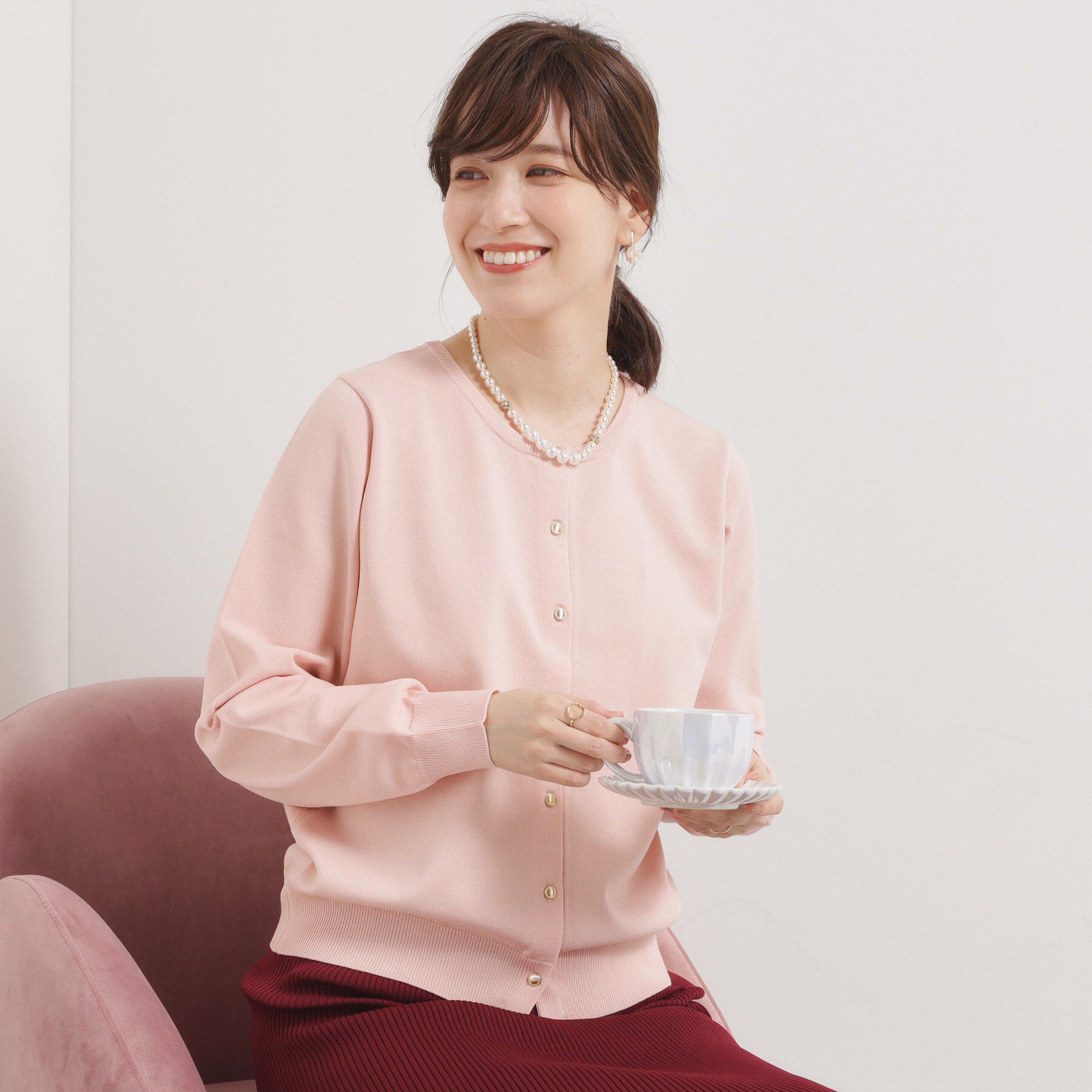 ITS&rsquo;DEMO「【縮みに強い／洗濯機OK】クルーニットカーディガン」|カーディガン|ライトベージュ(05