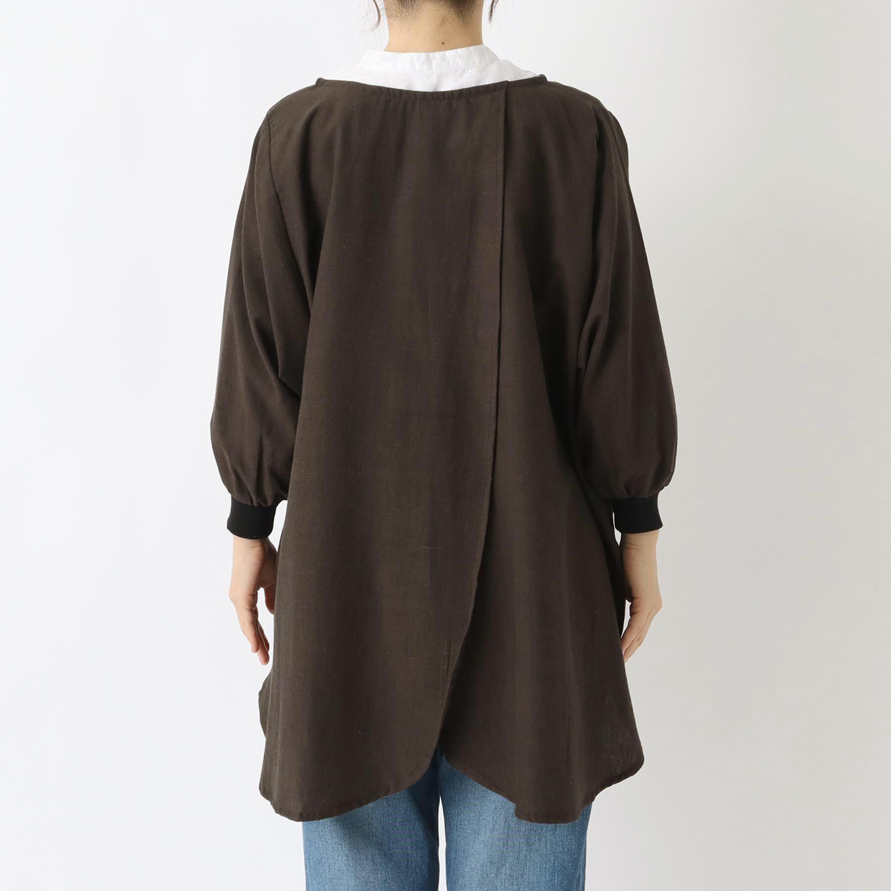 212 KITCHEN STORE「シャンブリック 花びらリブ袖かっぽうぎ BK」|食器・キッチングッズ|