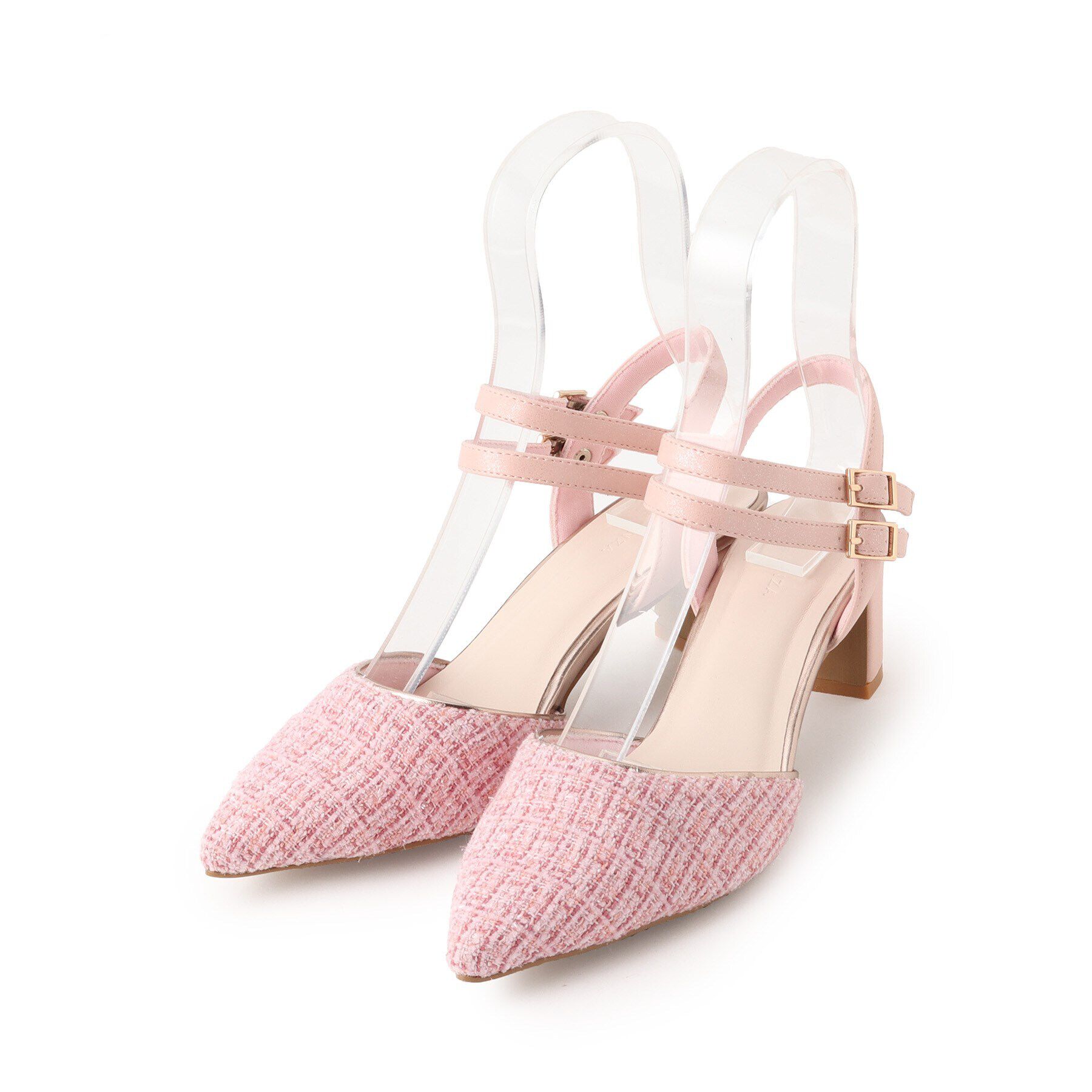 ESPERANZA「アンクルストラップ付ツイードセパレートパンプス」|パンプス|ﾋﾟﾝｸ(372)
