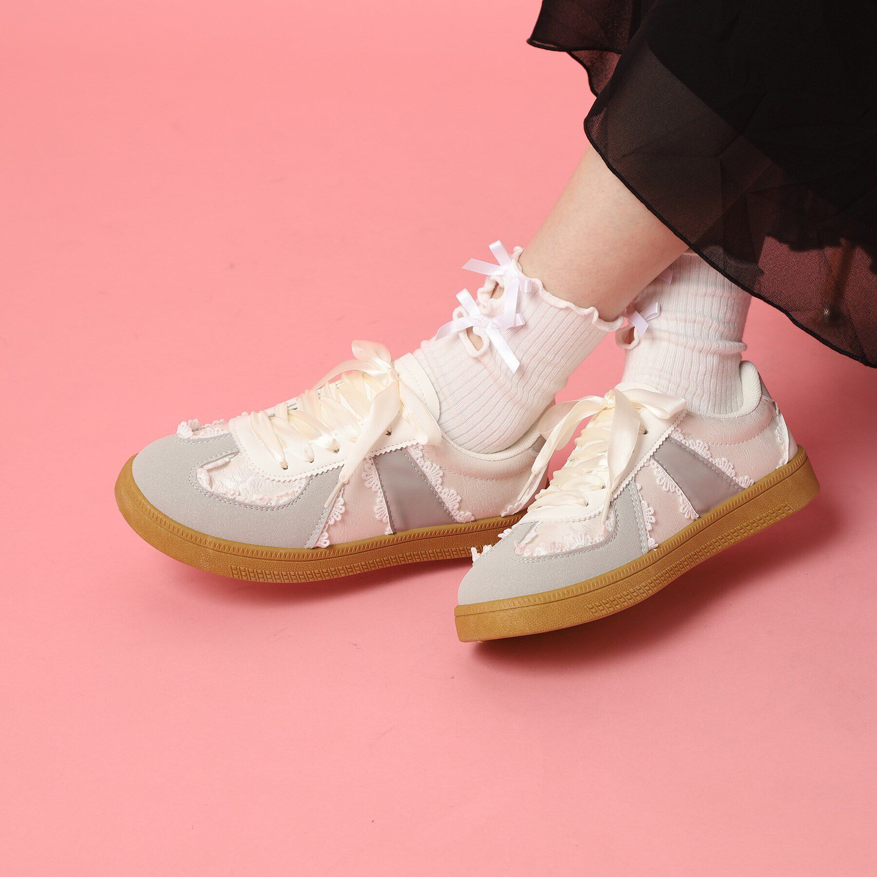 csT&P「サテンリボンレース柄ガーリースニーカー」|スニーカー|