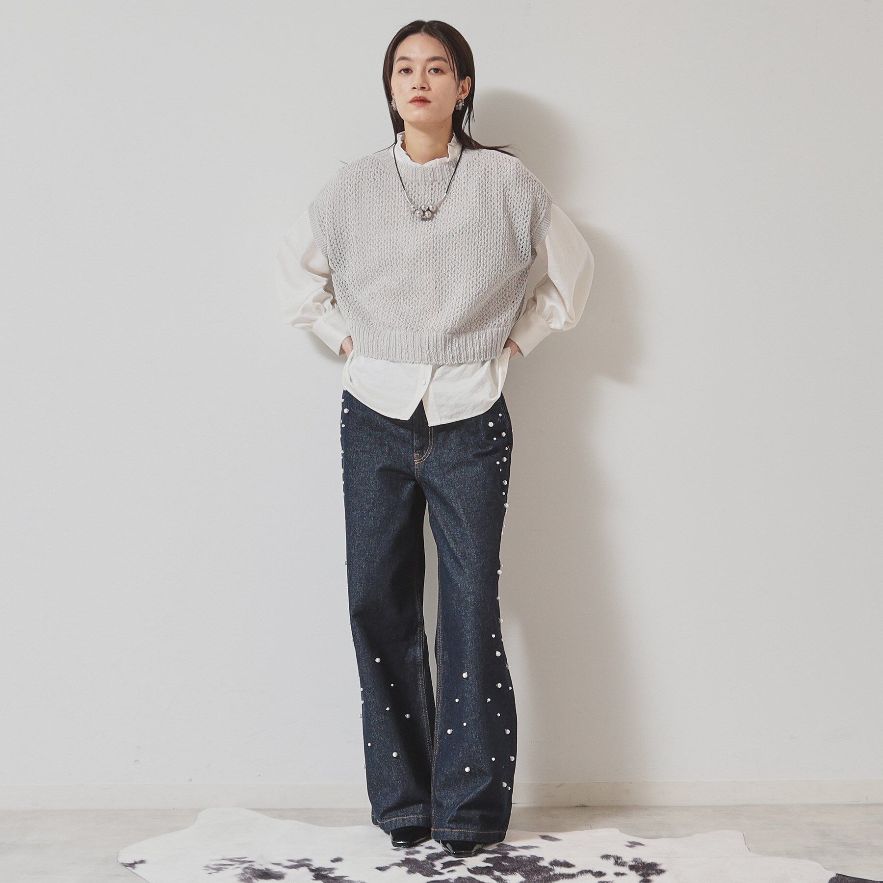 SunaUna「【洗える／メッシ編み】レイヤードニット」|ニット・セーター|