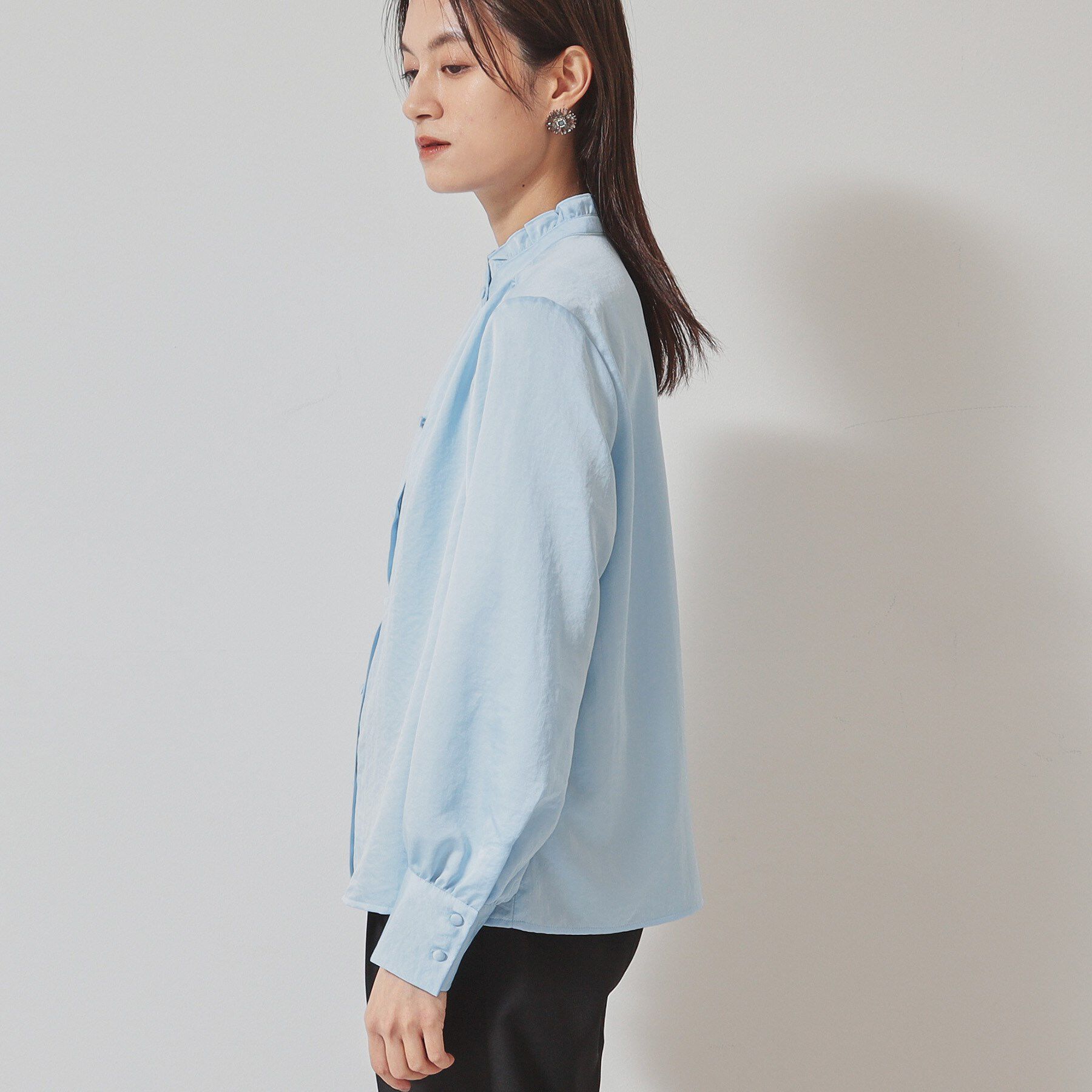 SunaUna「【衿フリル／パフスリーブ】ヴィンテージサテンブラウス」|シャツ・ブラウス|