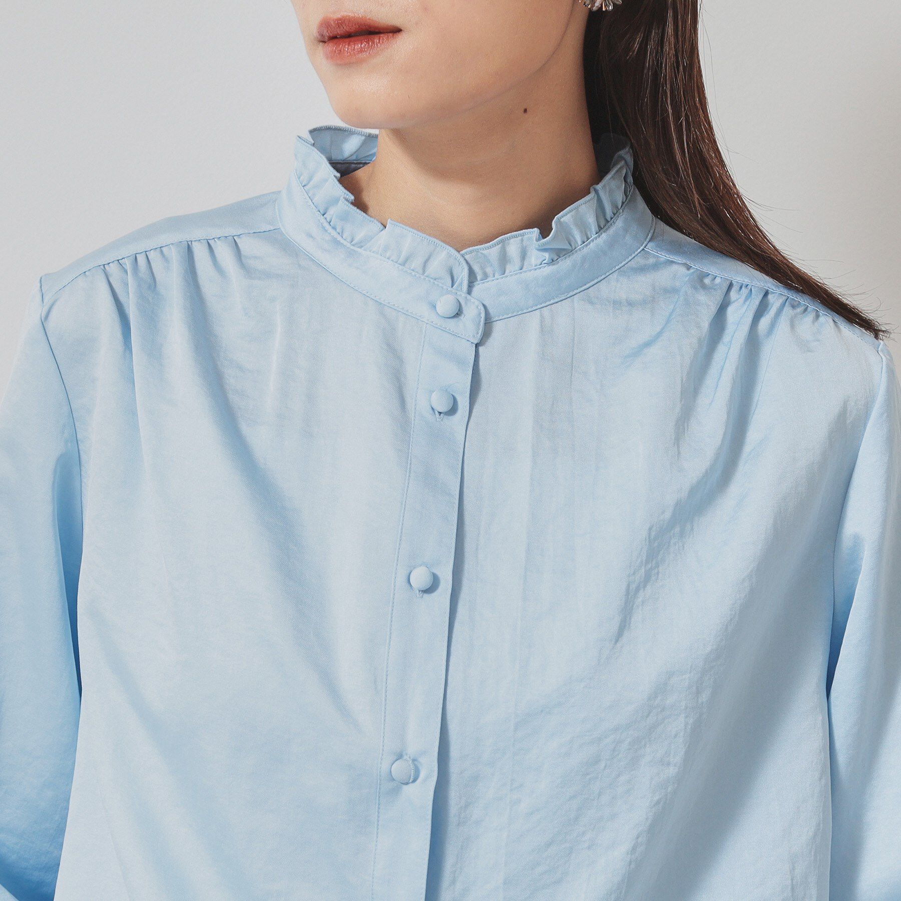 SunaUna「【衿フリル／パフスリーブ】ヴィンテージサテンブラウス」|シャツ・ブラウス|