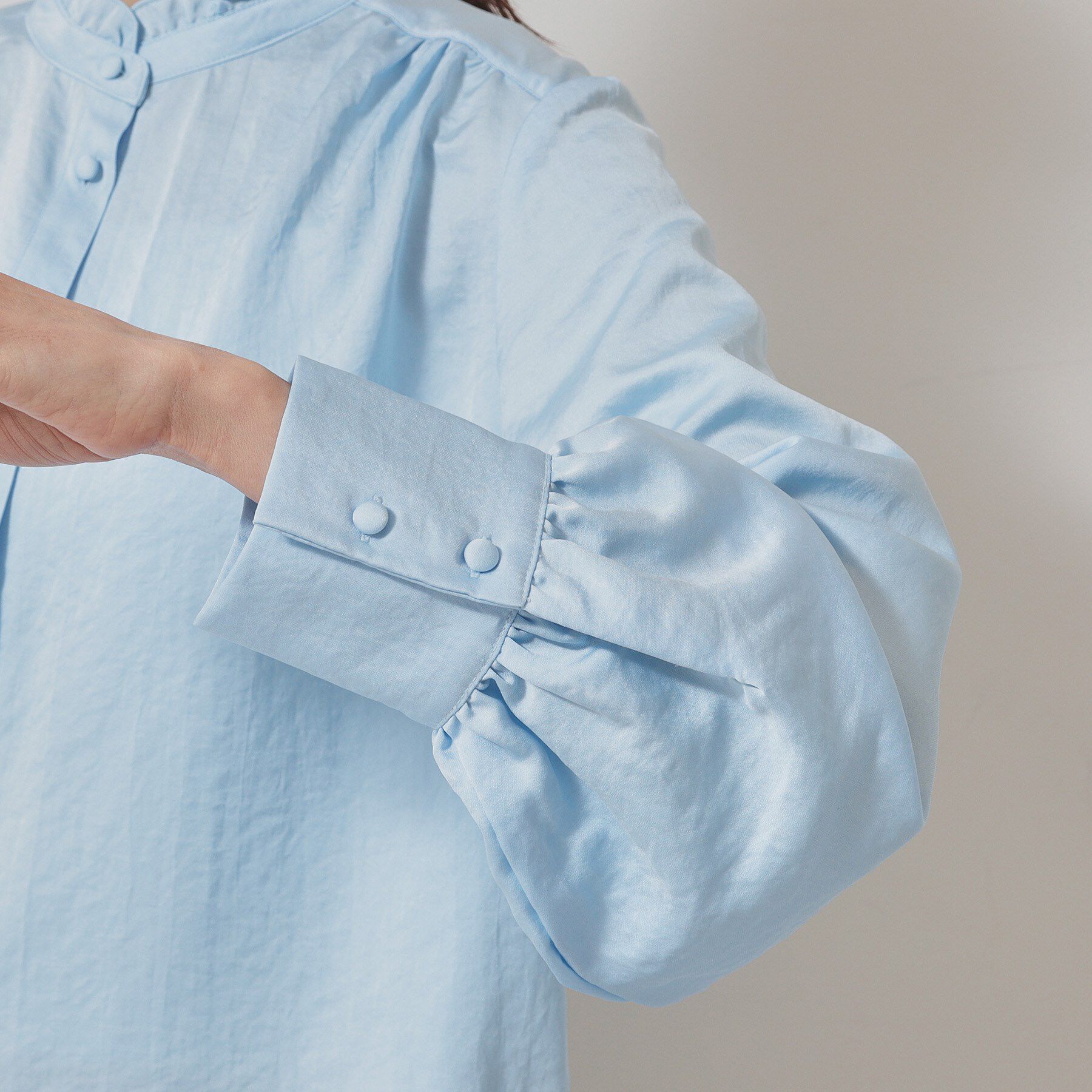 SunaUna「【衿フリル／パフスリーブ】ヴィンテージサテンブラウス」|シャツ・ブラウス|