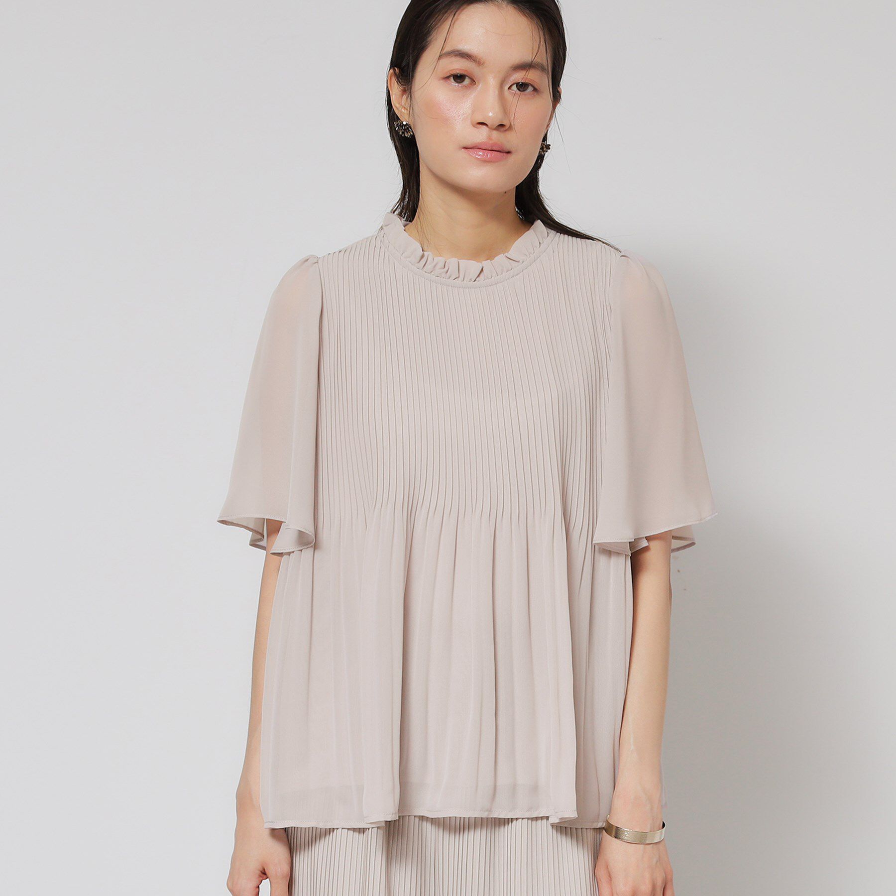SunaUna「【プリーツ／フレアスリーブ】Aラインブラウス」|シャツ・ブラウス|