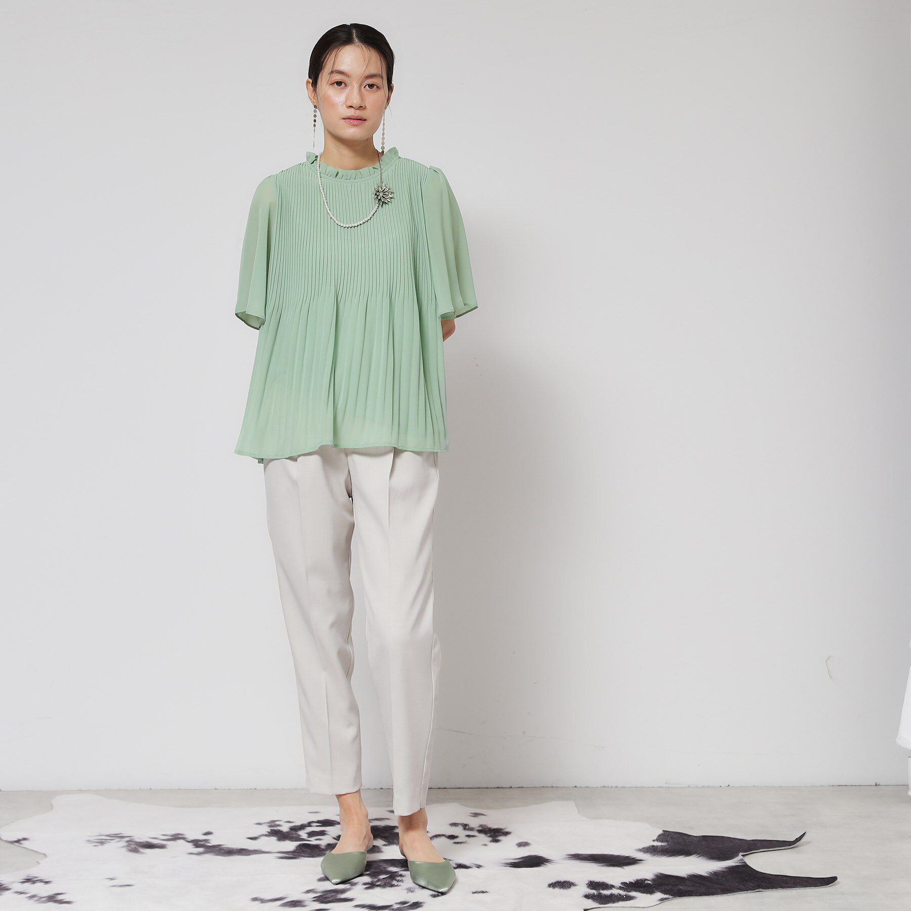 SunaUna「【プリーツ／フレアスリーブ】Aラインブラウス」|シャツ・ブラウス|