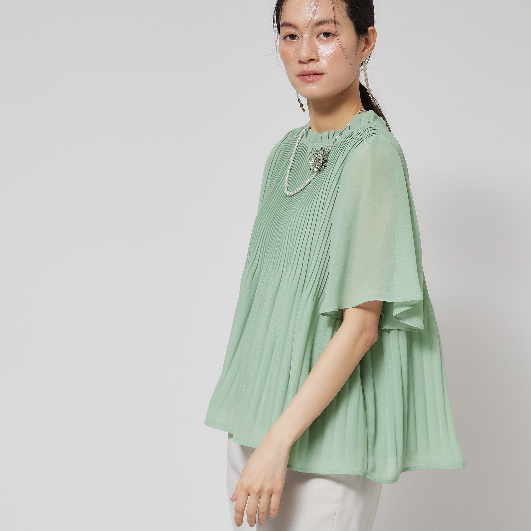 SunaUna「【プリーツ／フレアスリーブ】Aラインブラウス」|シャツ・ブラウス|