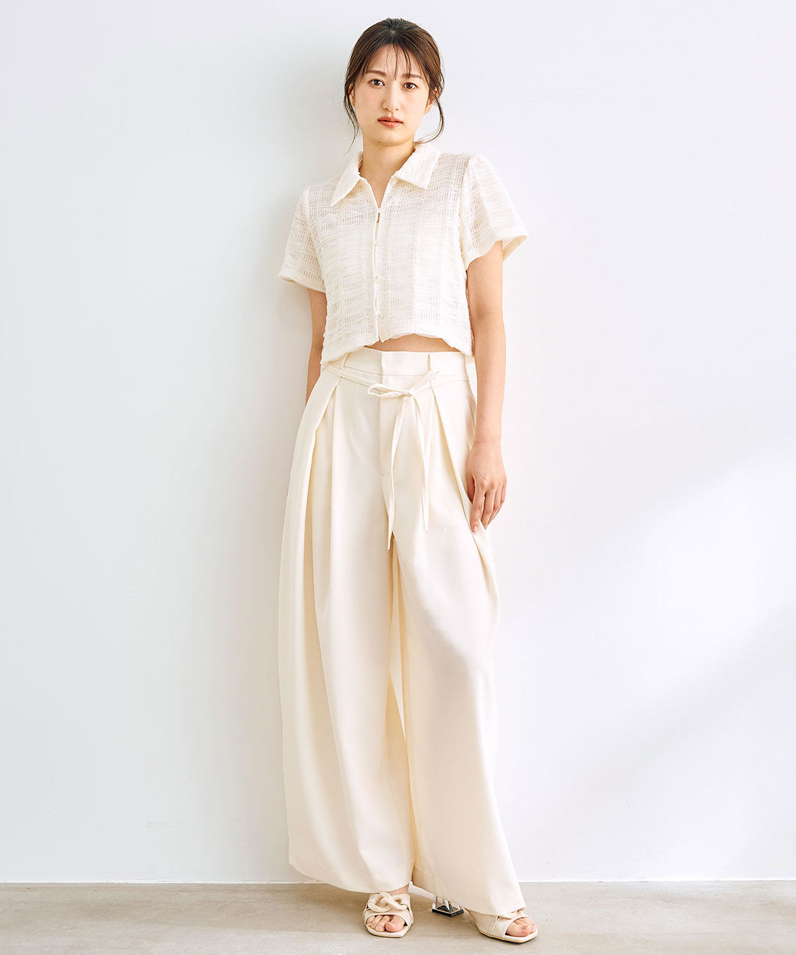 COCO DEAL「シアーチェッククロップド丈シャツ」|シャツ・ブラウス|