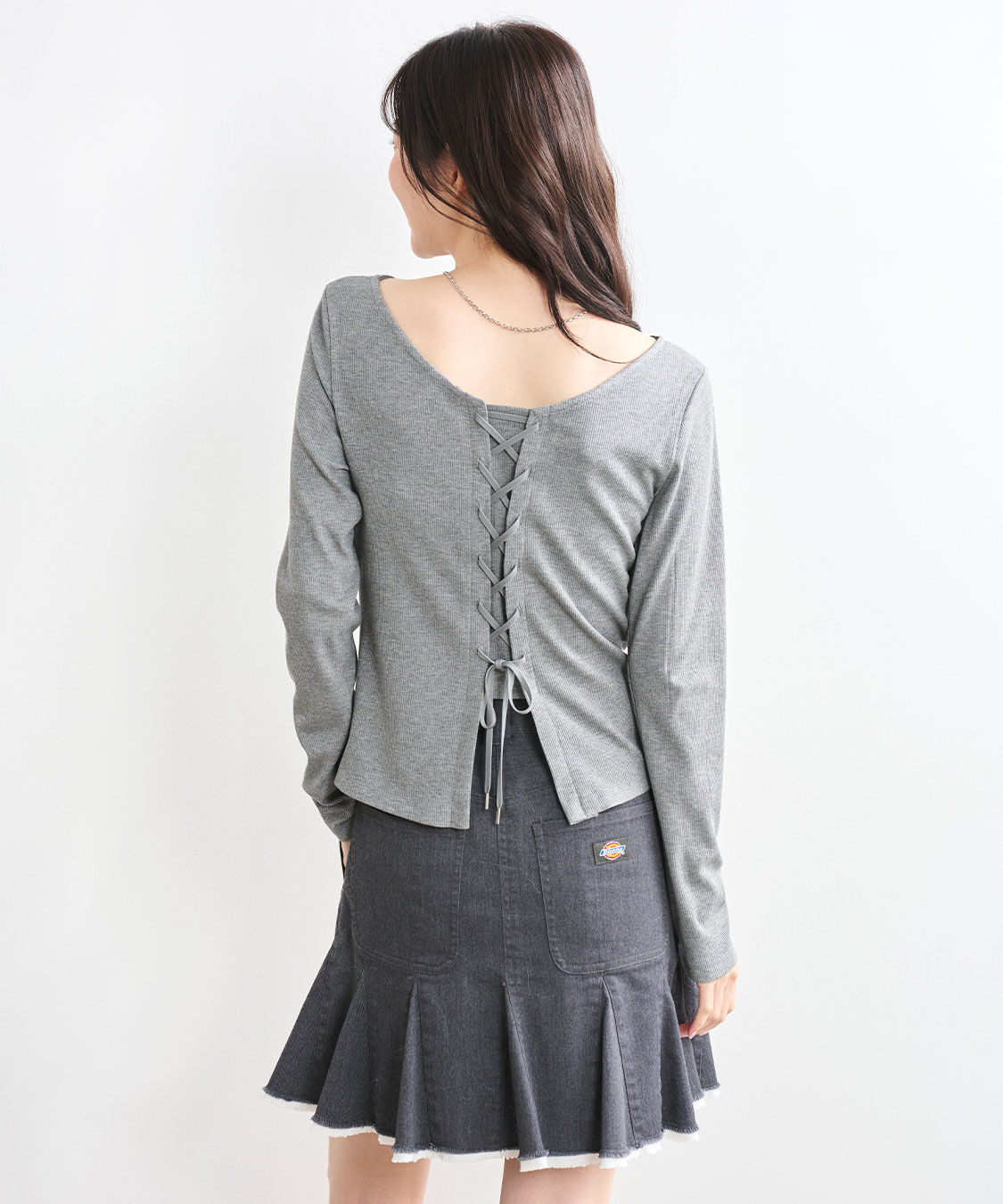 COCO DEAL「レースアップ前後2WAYリブトップス」|Tシャツ・カットソー|