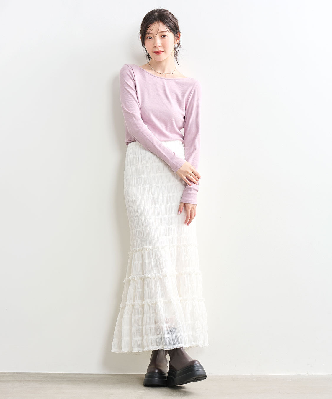 COCO DEAL「レースアップ前後2WAYリブトップス」|Tシャツ・カットソー|