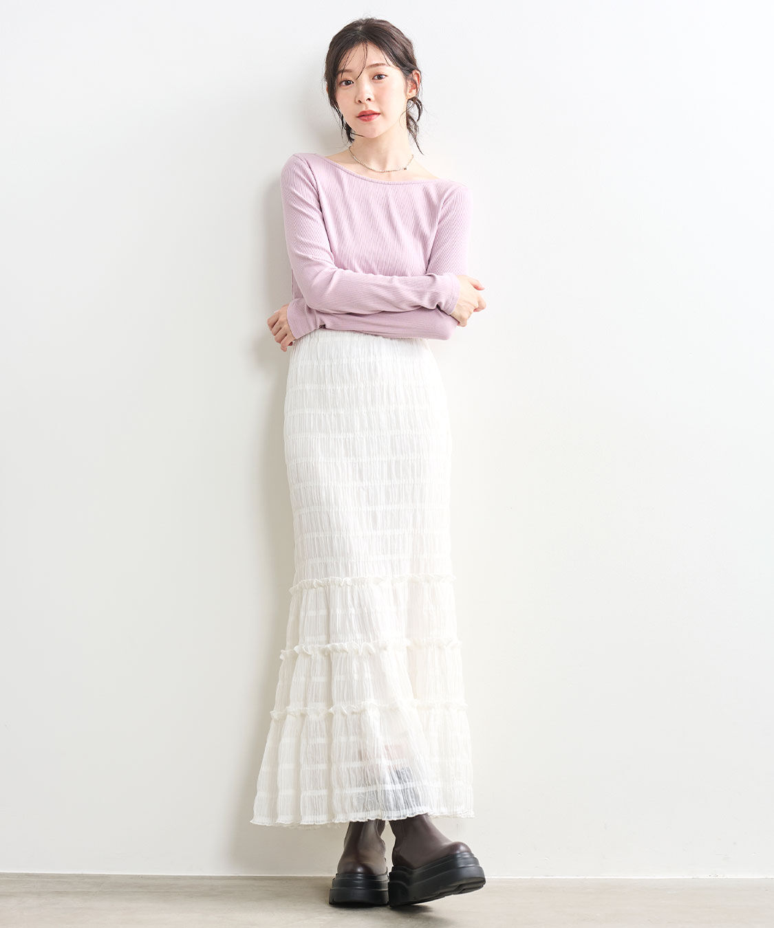 COCO DEAL「レースアップ前後2WAYリブトップス」|Tシャツ・カットソー|