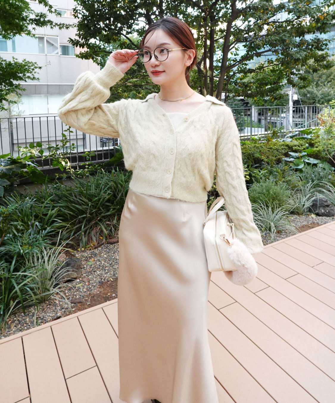 COCO DEAL「フェザー衿付きケーブルニット」|ニット・セーター|