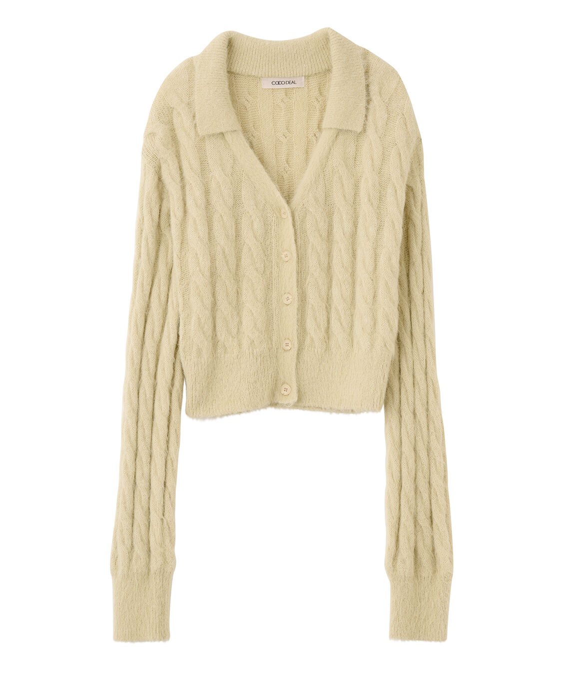 COCO DEAL「フェザー衿付きケーブルニット」|ニット・セーター|