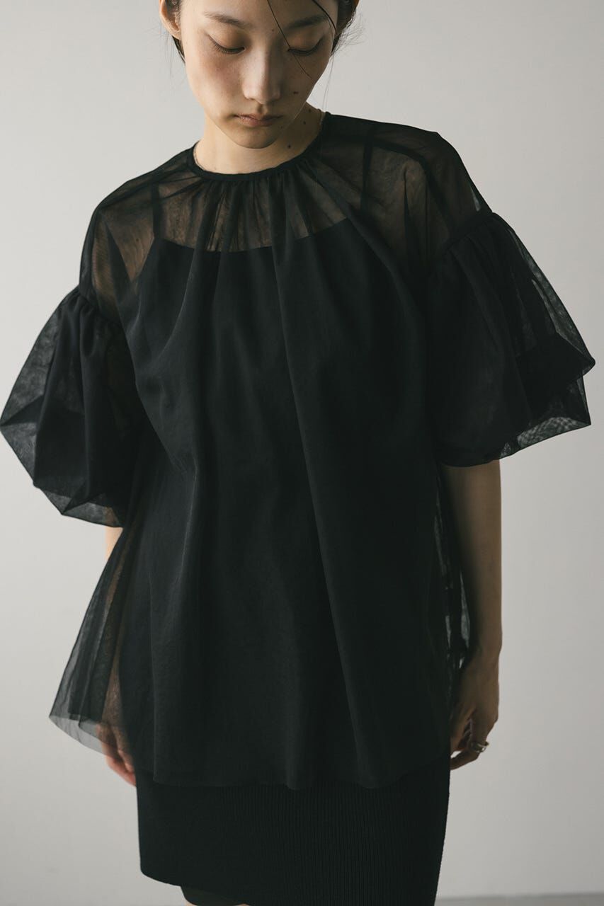 STYLEMIXER「ギャザースリーブチュールトップ」|シャツ・ブラウス|