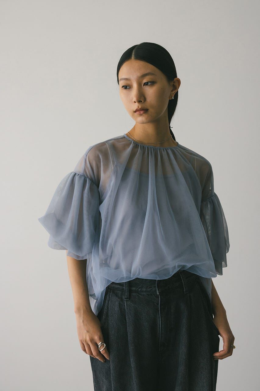 STYLEMIXER「ギャザースリーブチュールトップ」|シャツ・ブラウス|