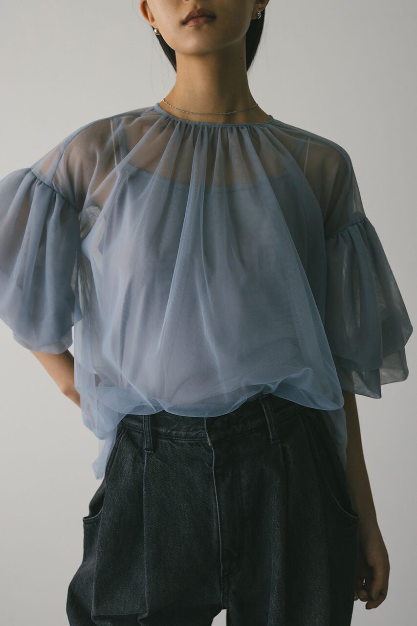 STYLEMIXER「ギャザースリーブチュールトップ」|シャツ・ブラウス|