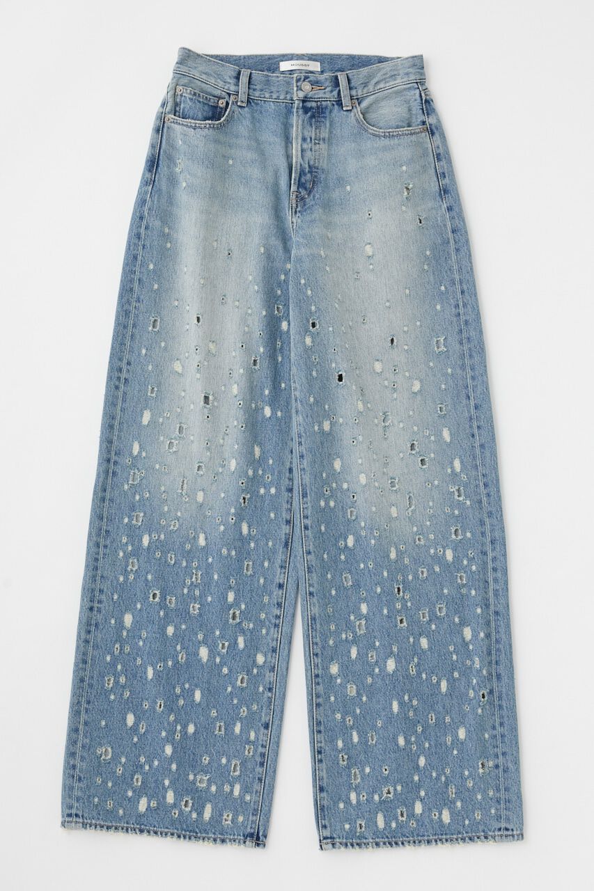 MOUSSY「DESTROYED MIDRISE BAGGY」|デニム|
