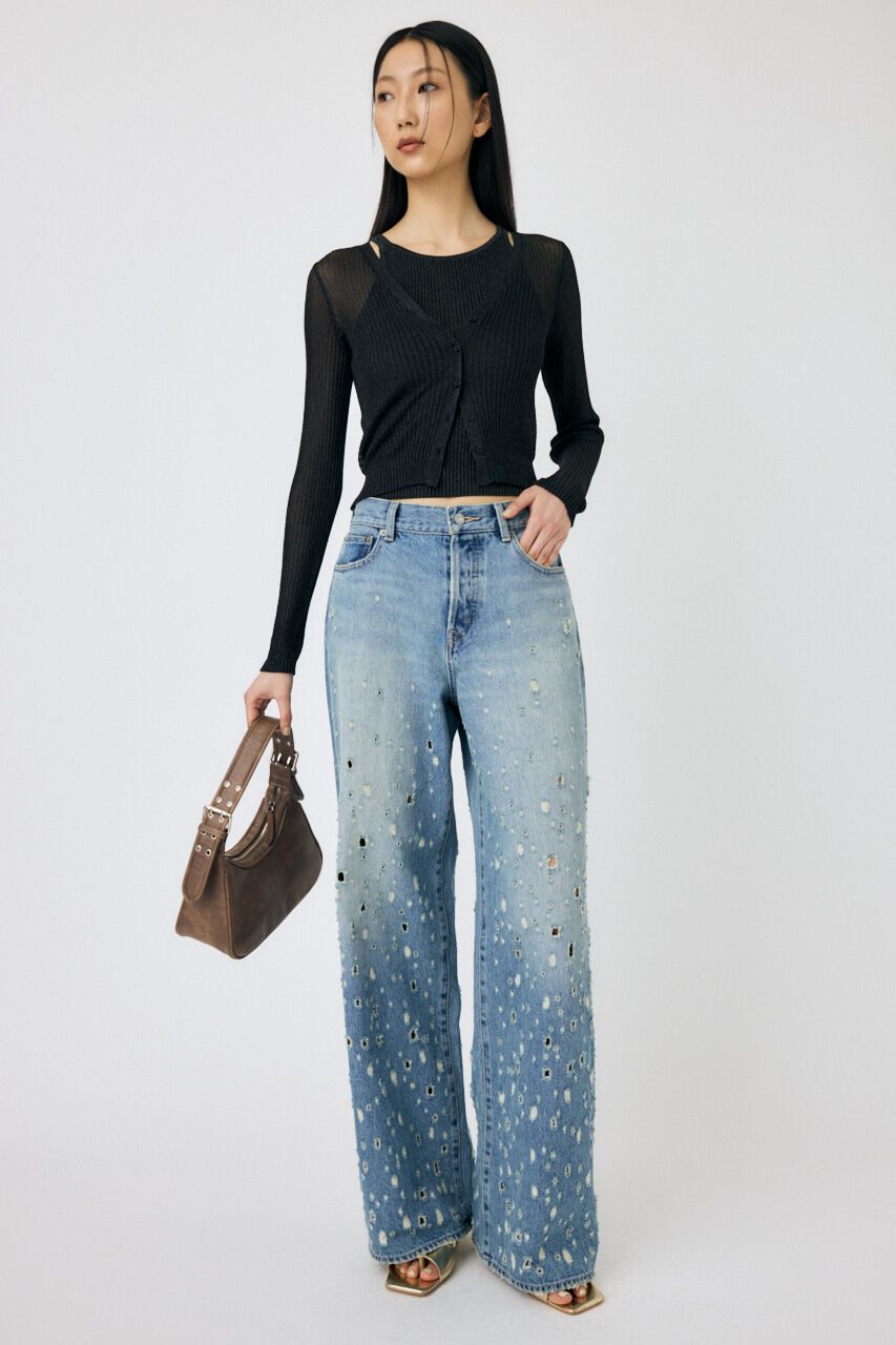 MOUSSY「DESTROYED MIDRISE BAGGY」|デニム|