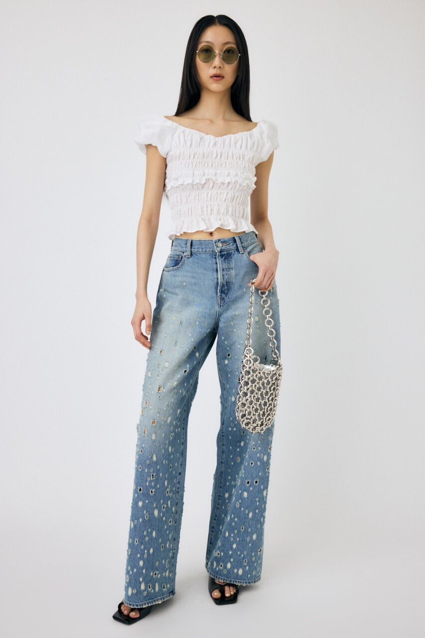 MOUSSY「DESTROYED MIDRISE BAGGY」|デニム|